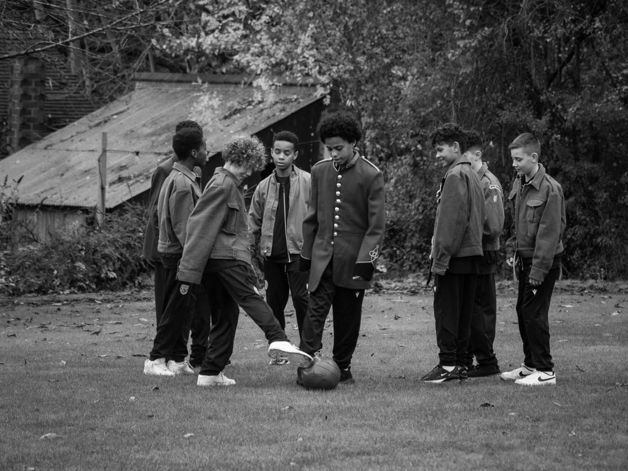 WBA U12s Academy players playing football at The Black Country Museum. 