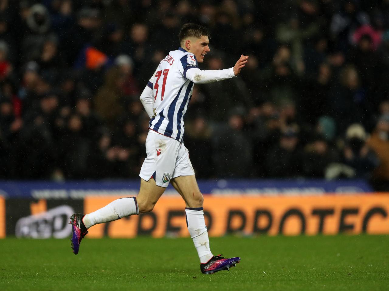Tom Fellows celebrates scoring against Sheffield United