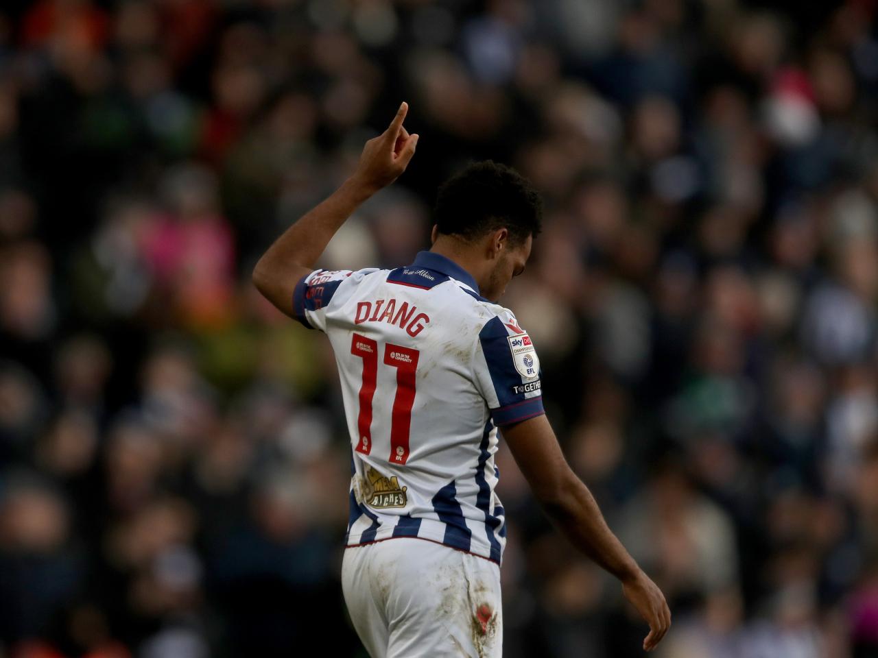 Grady Diangana celebrates after scoring against Portsmouth