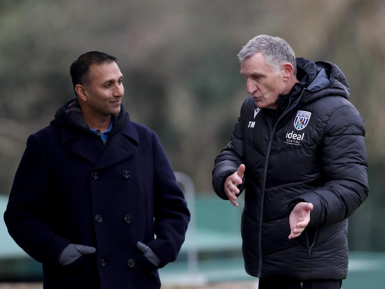 Chairman Shilen Patel chatting with Head Coach Tony Mowbray