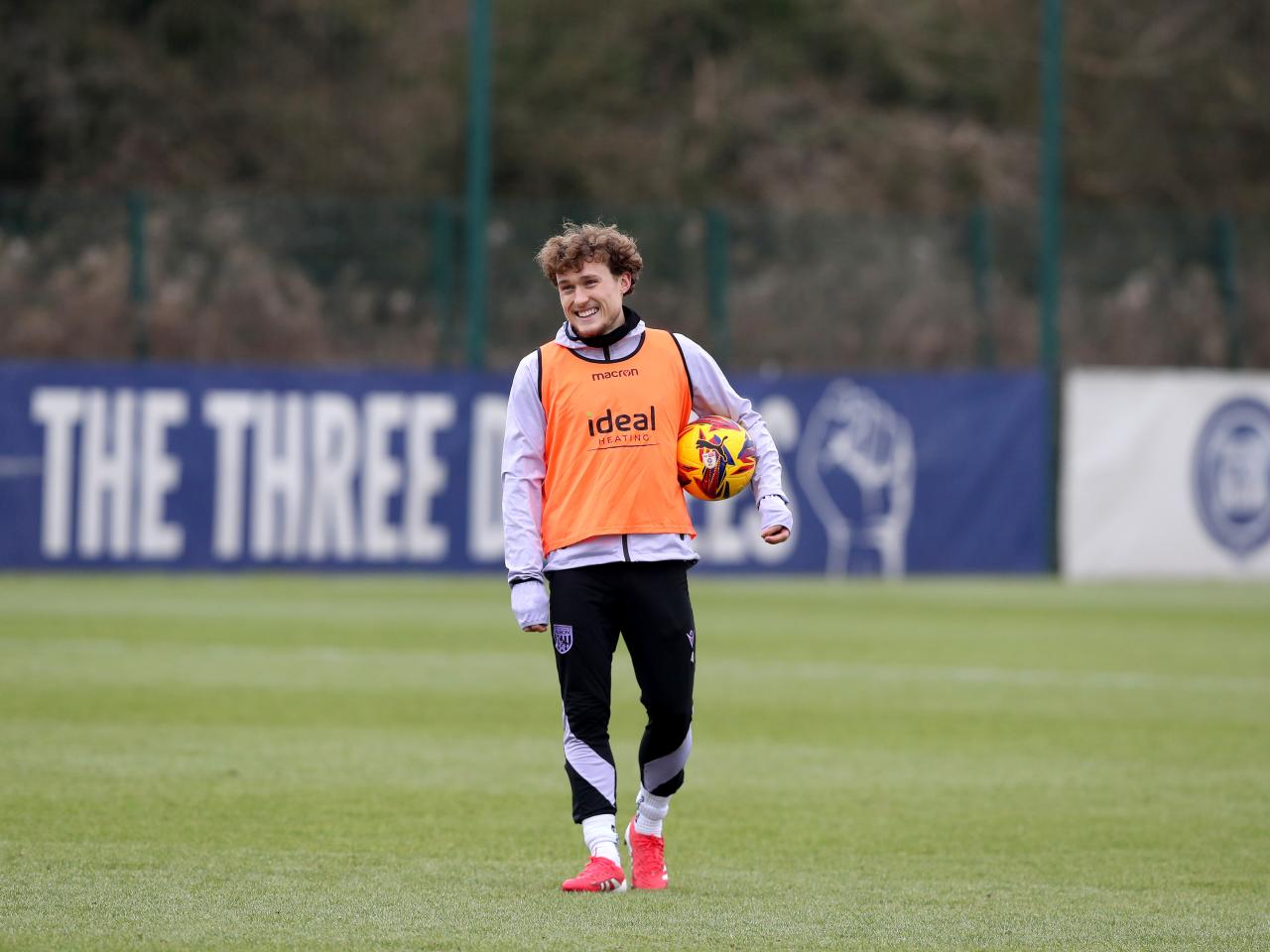 Callum Styles smiling during a training session