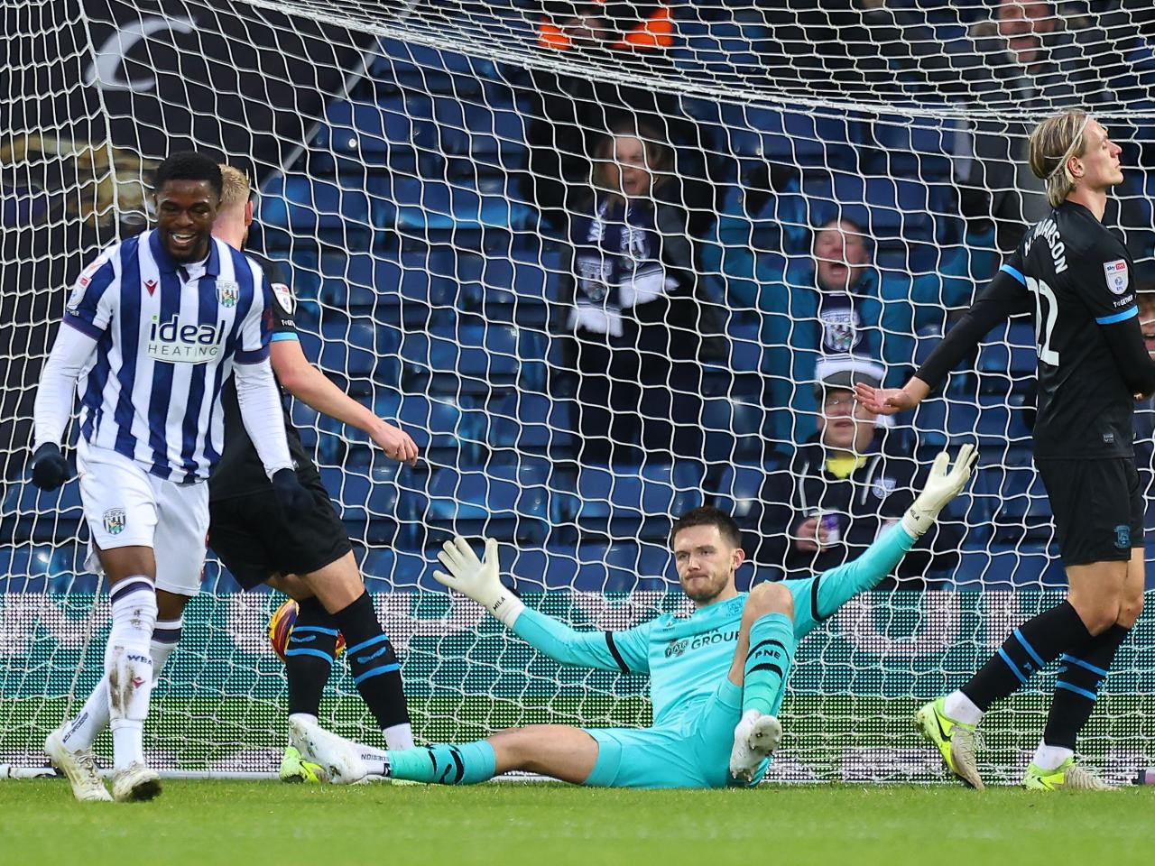 Josh Maja celebrates scoring against Preston 