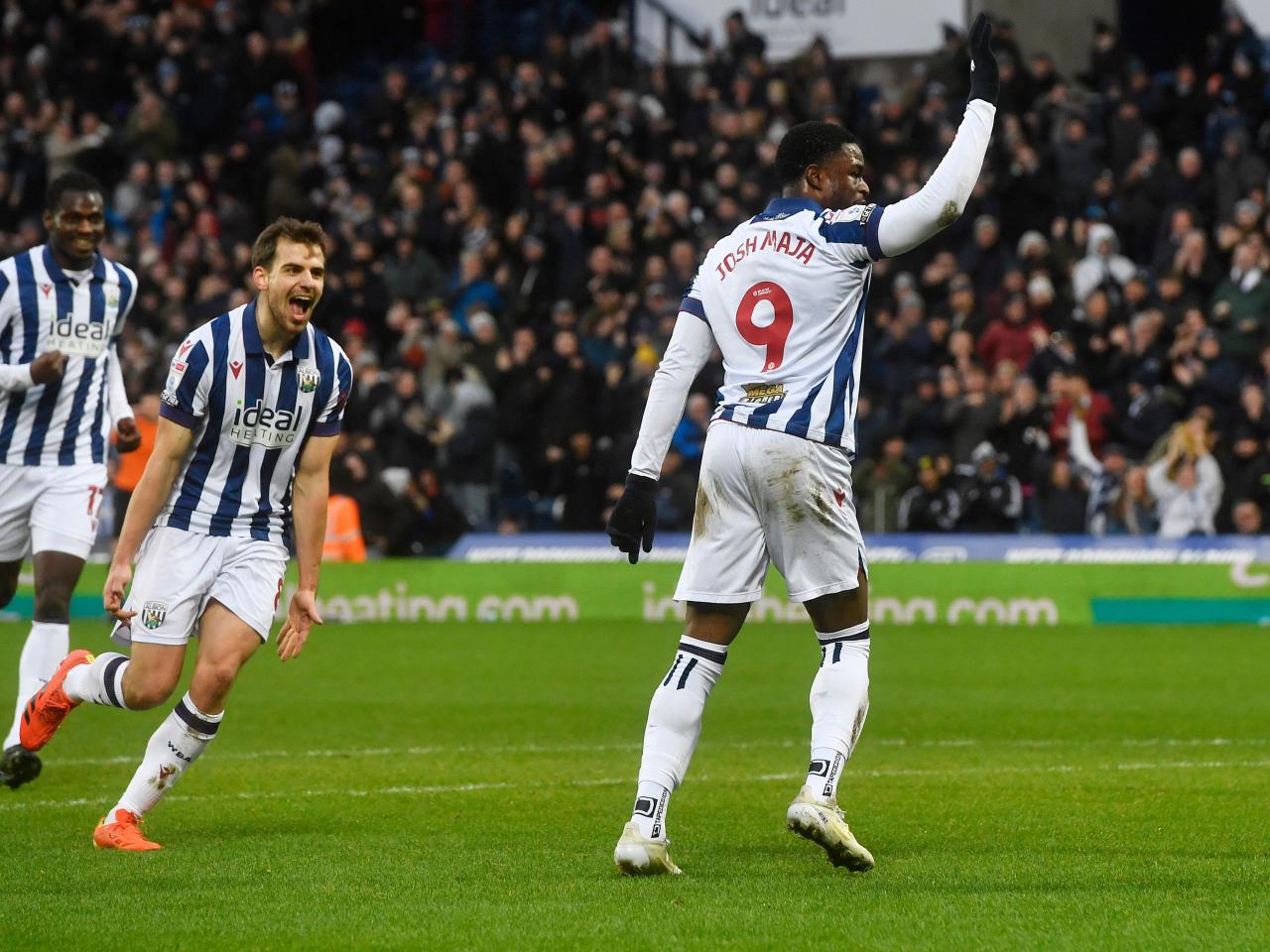 Josh Maja celebrates scoring against Preston 