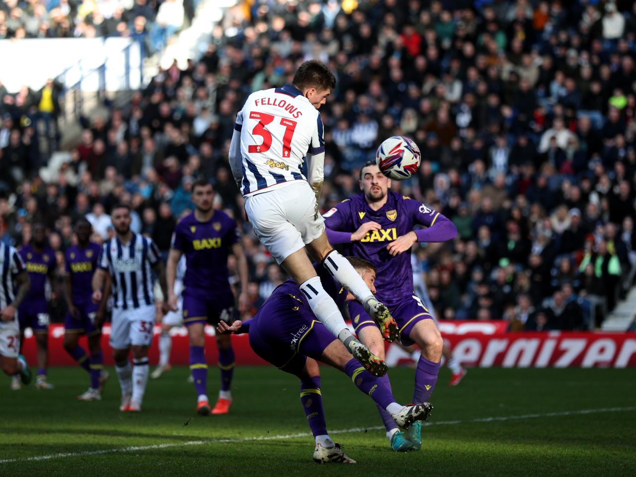 Tom Fellows in action against Oxford United at The Hawthorns