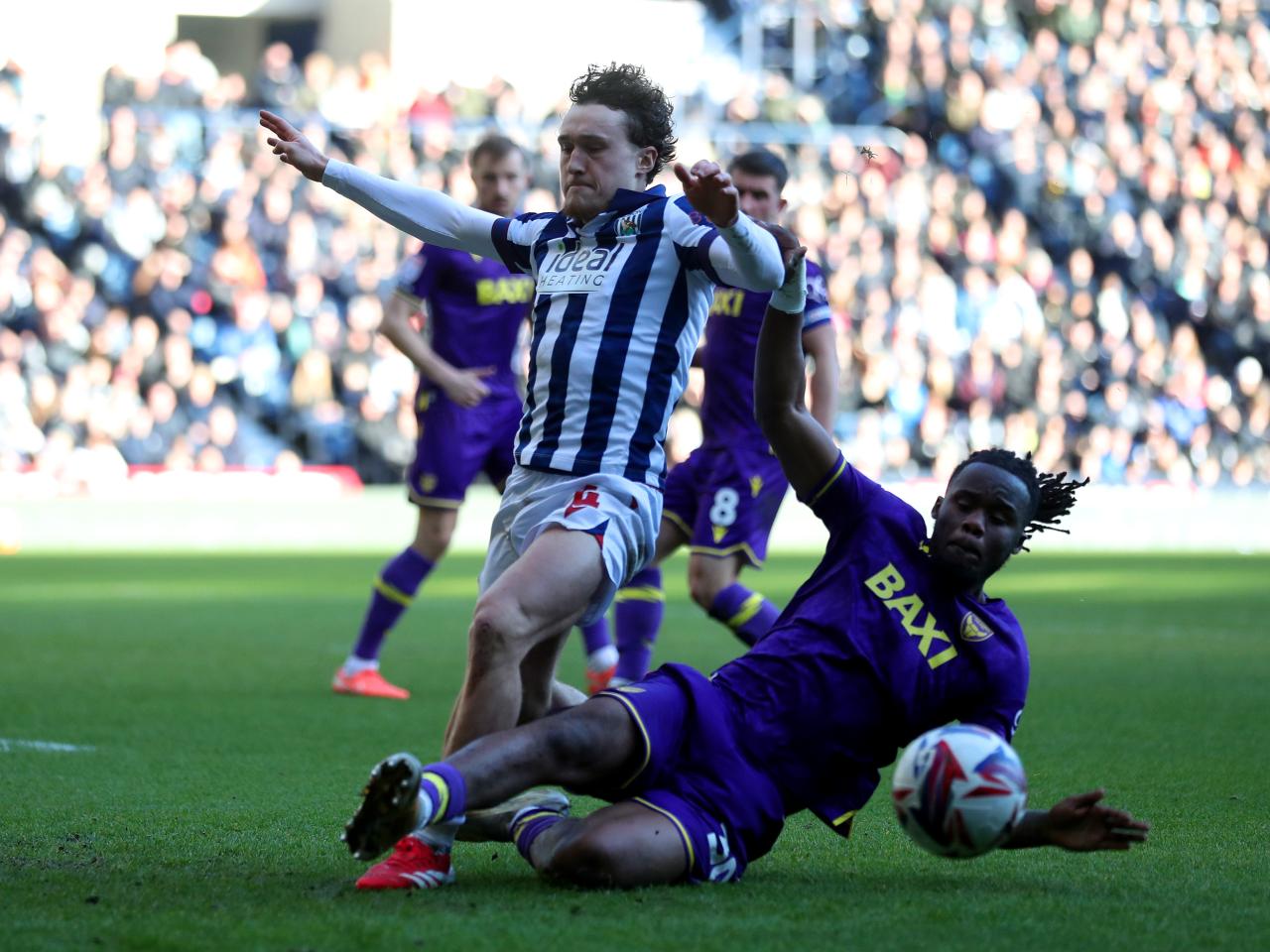 Callum Styles in action against Oxford United at The Hawthorns