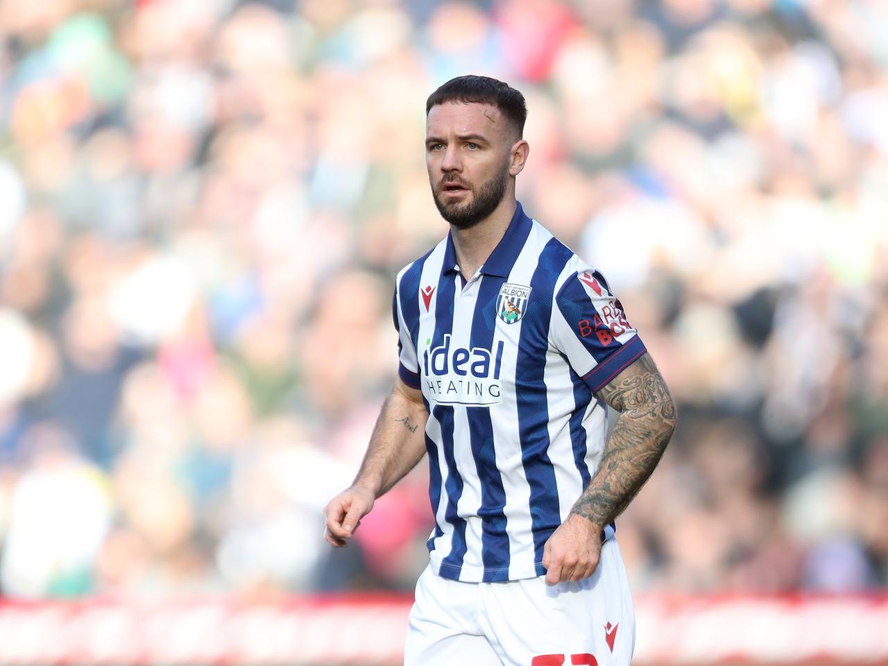 Adam Armstrong in action against Oxford United at The Hawthorns