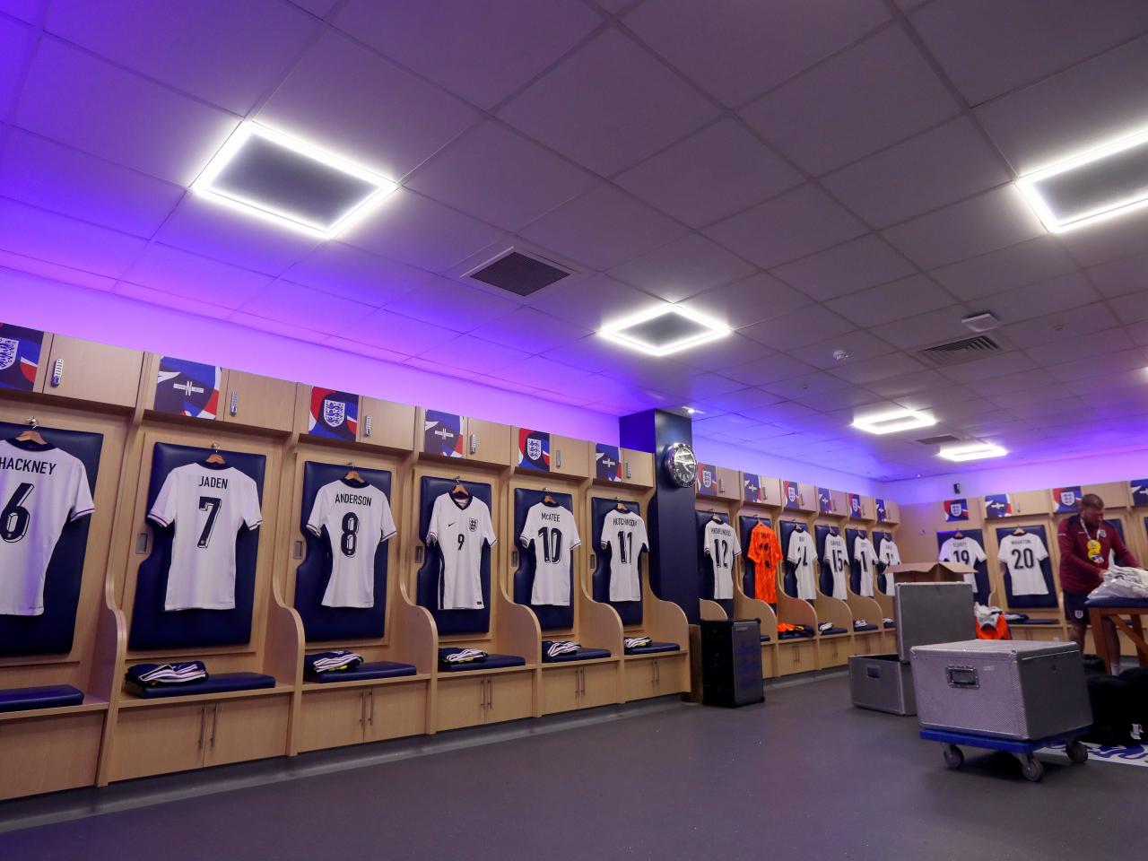 England shirts hanging up in the home dressing room at The Hawthorns before the game against Portugal