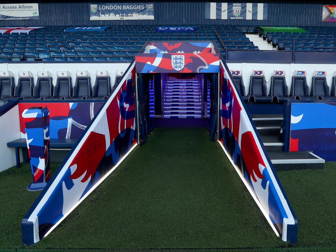 England branding on the tunnel at The Hawthorns before the game with Portugal