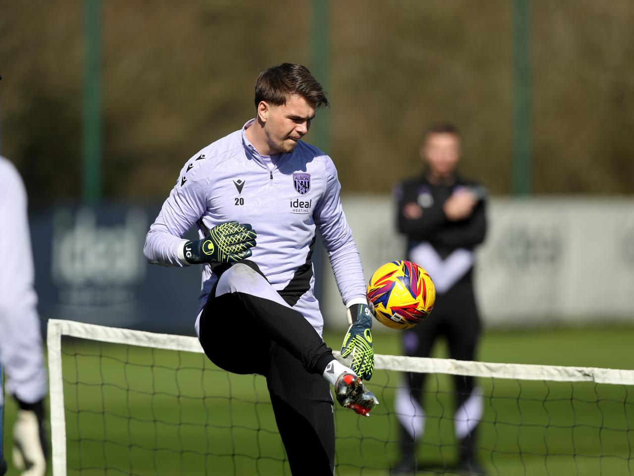 Josh Griffiths on the ball during training