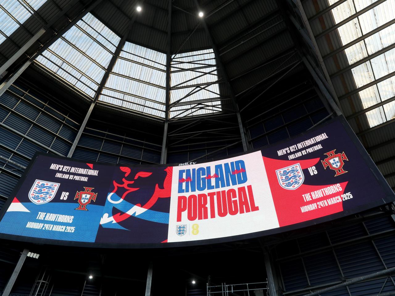 England branding on the big screens at The Hawthorns before the game with Portugal