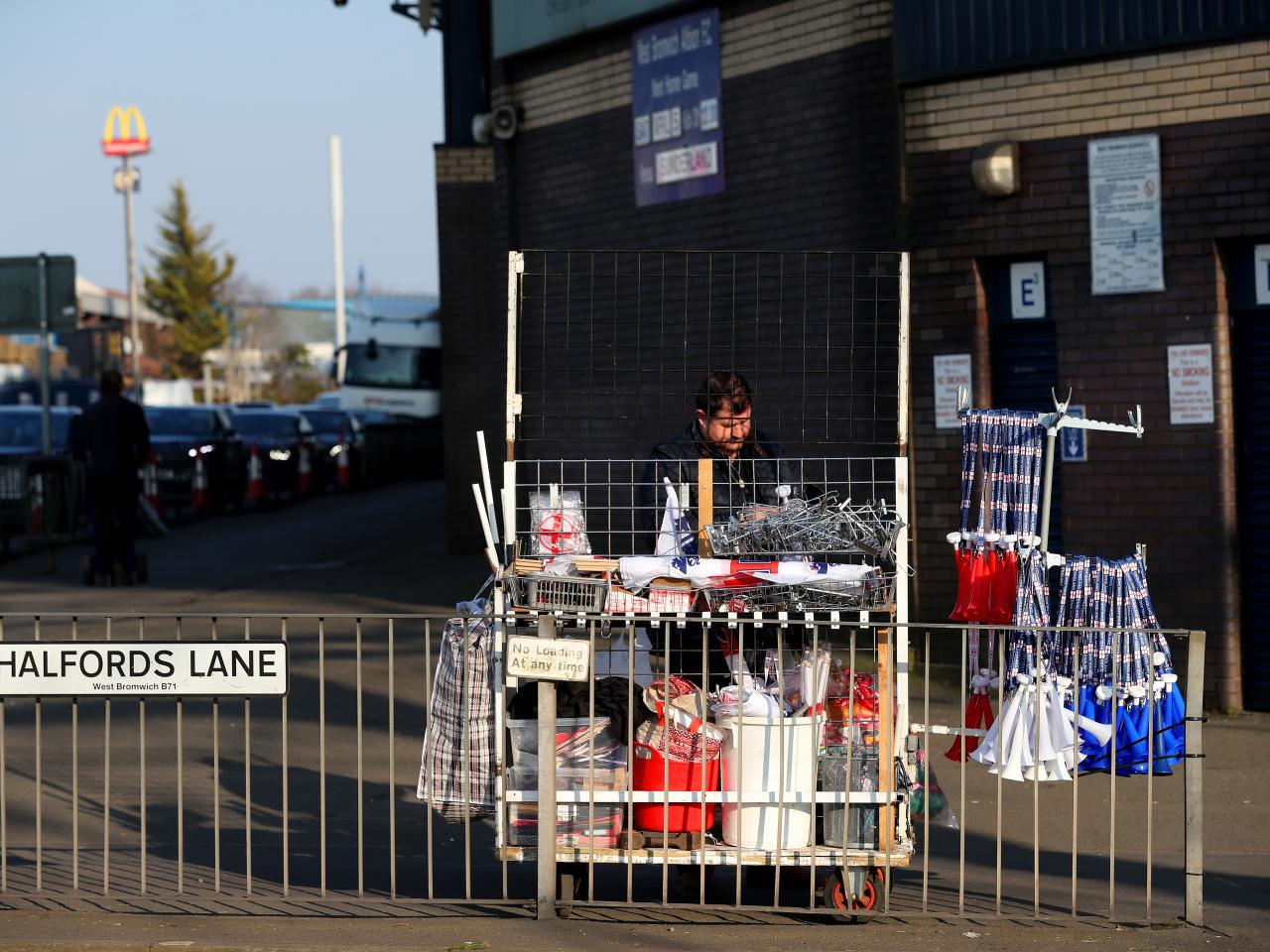England merchandise on sale outside The Hawthorns