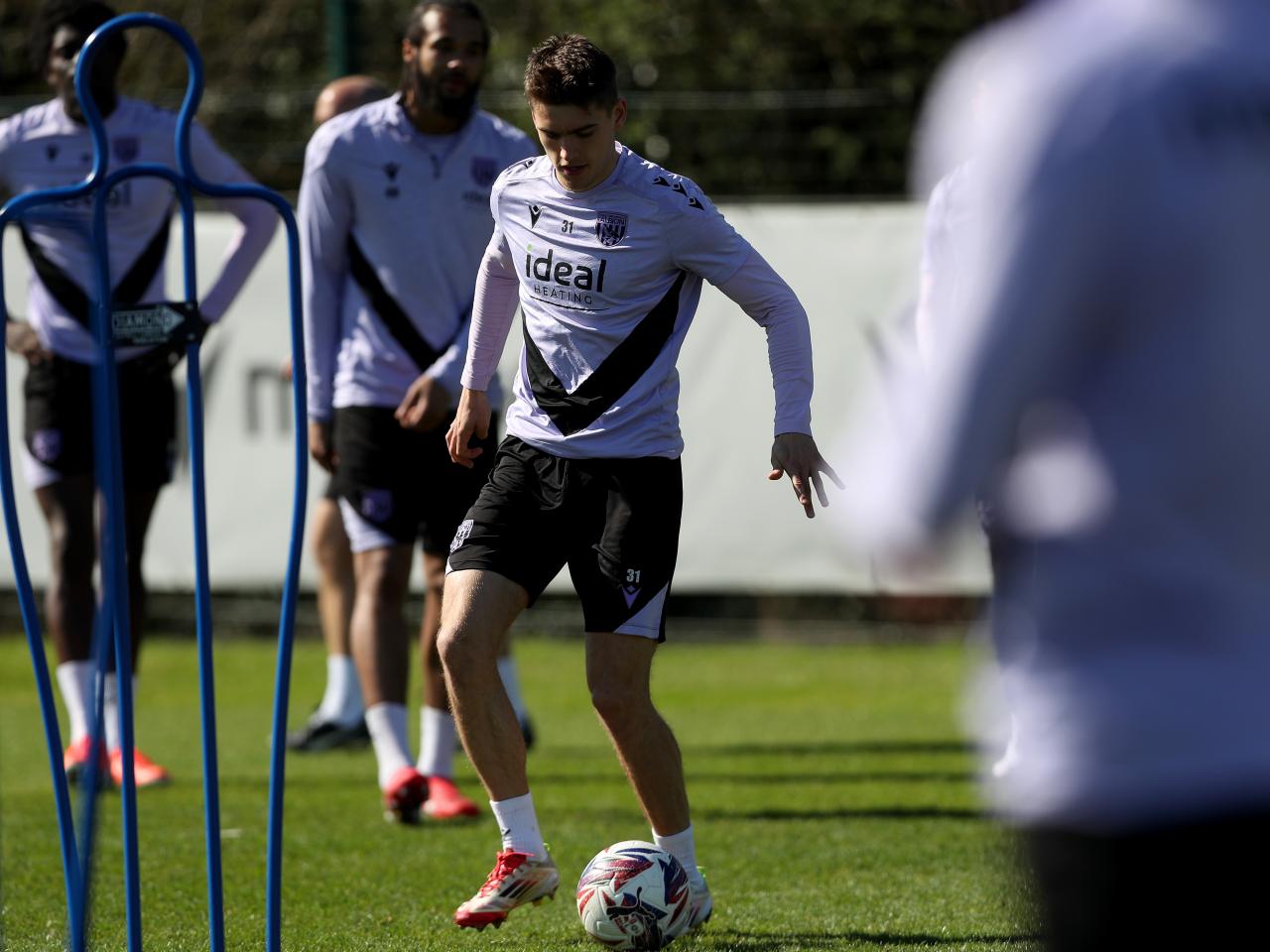 Tom Fellows on the ball during training