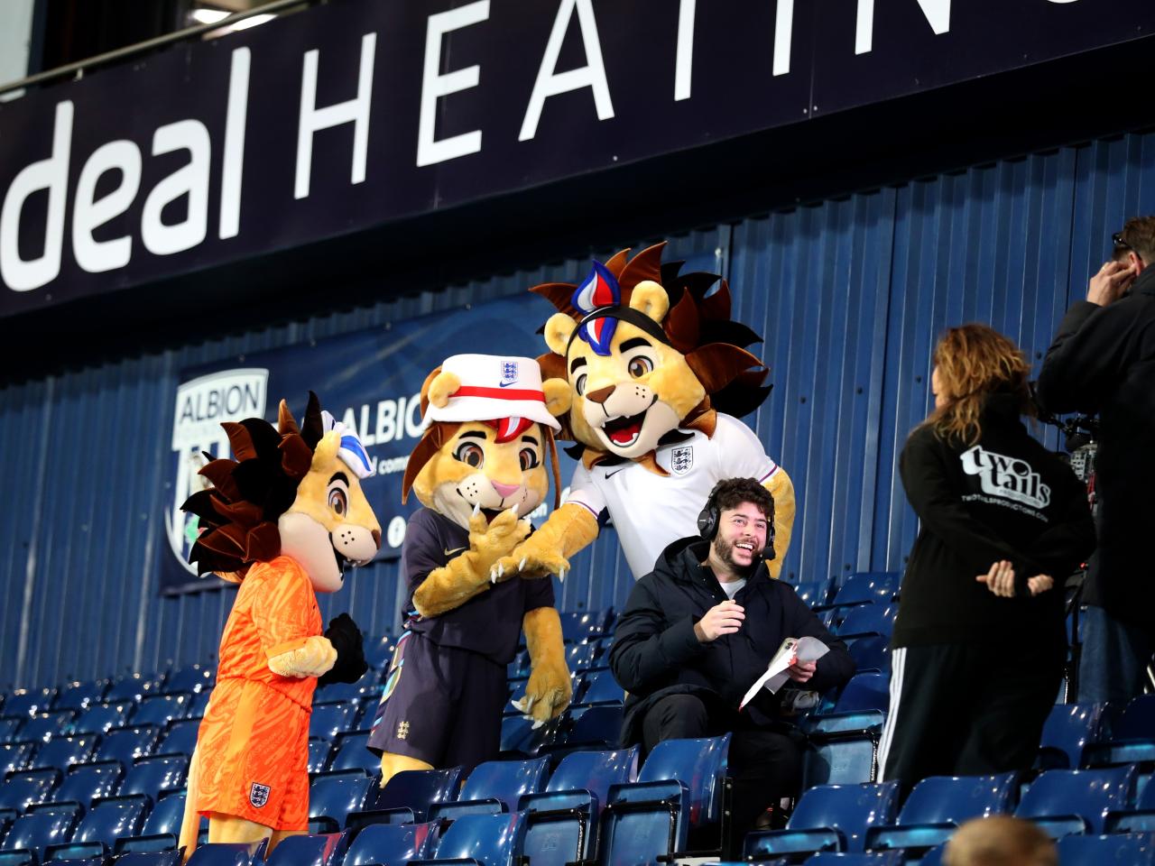 England's Lion mascots in the stand at The Hawthorns during the game between England U21s and Portugal
