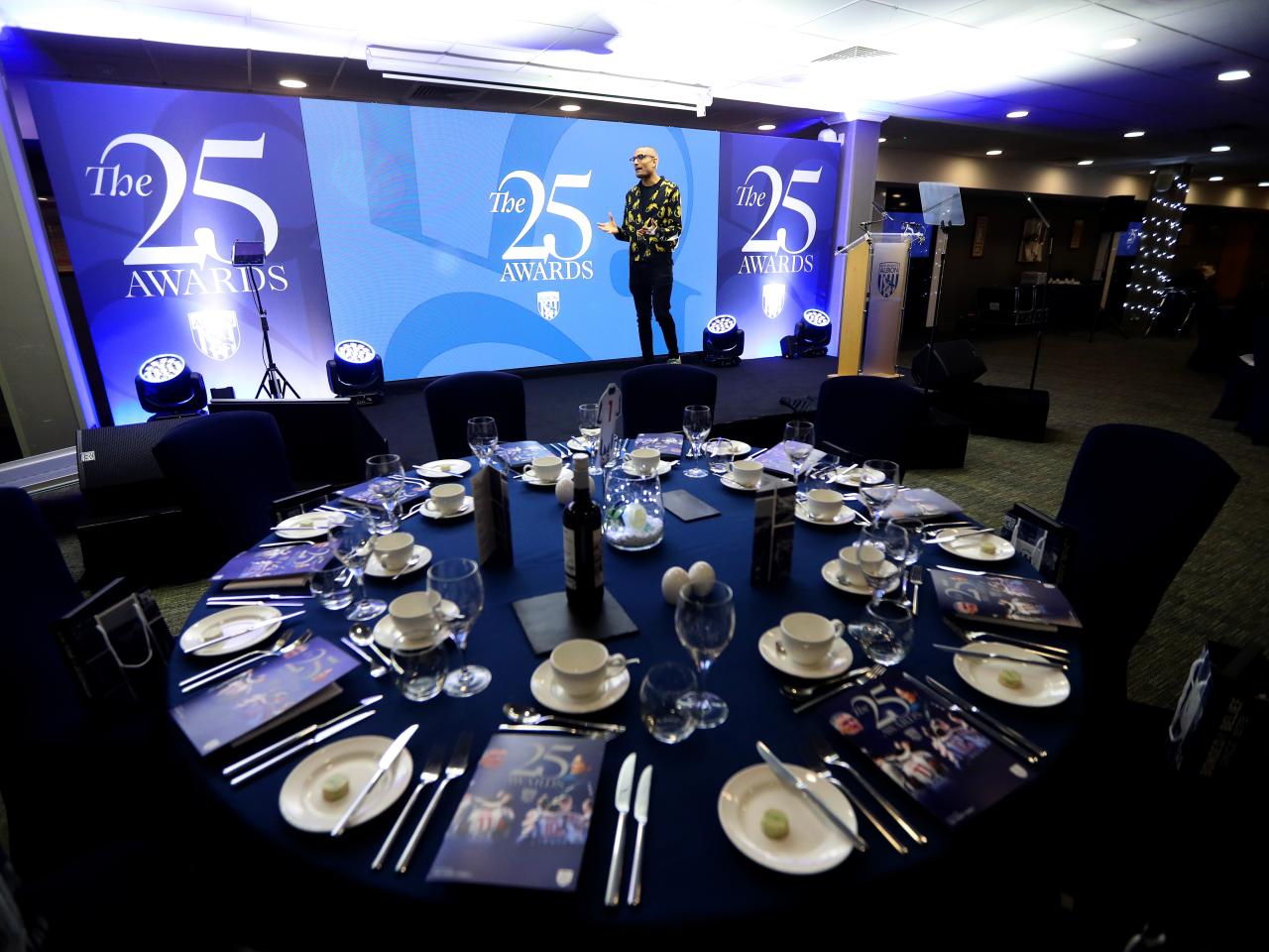 A general table view in the Richardson Suite at The Hawthorns ahead of the end of season awards dinner