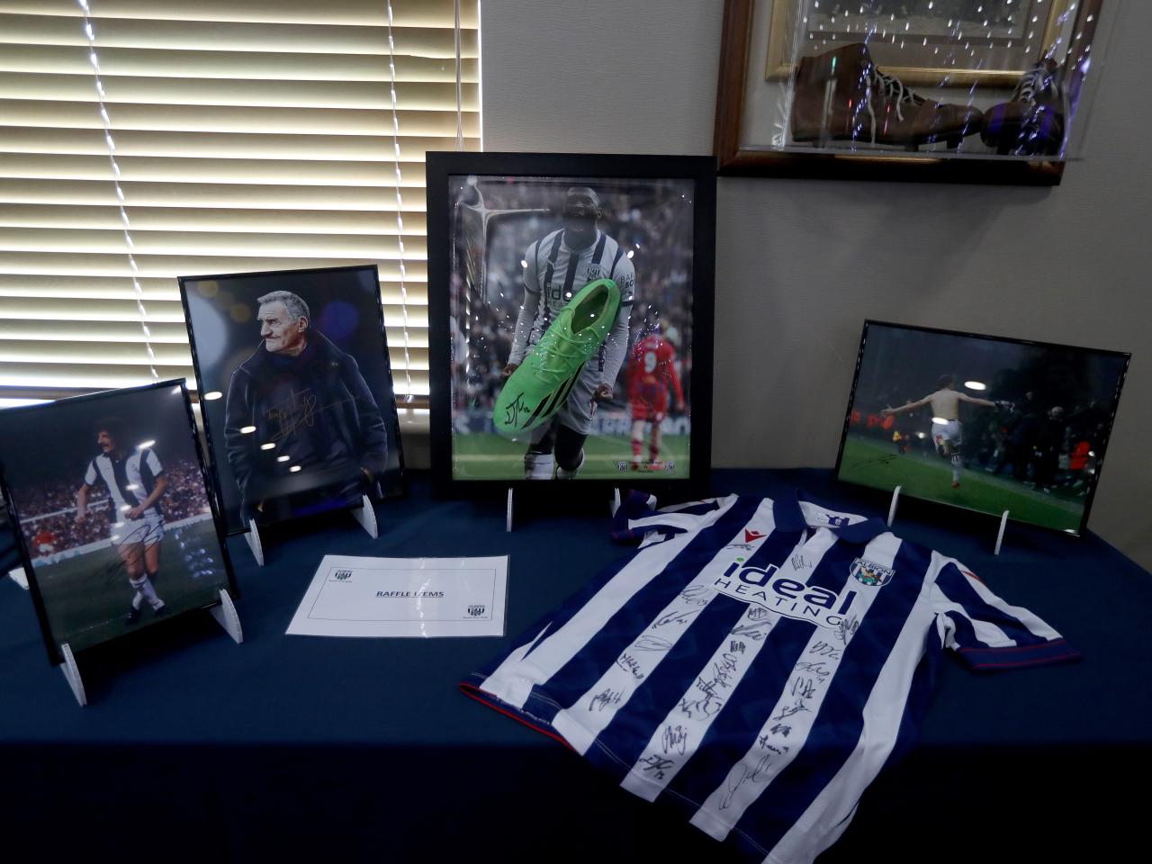 Raffle prizes waiting on a table ahead of the end of season awards dinner