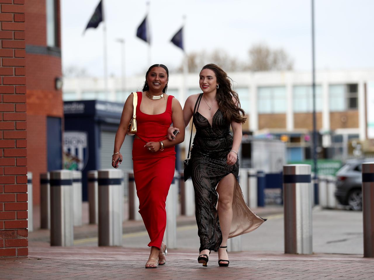 Simran Jhamat and Fran Orthodoxou arriving at The Hawthorns for the end of season awards dinner 