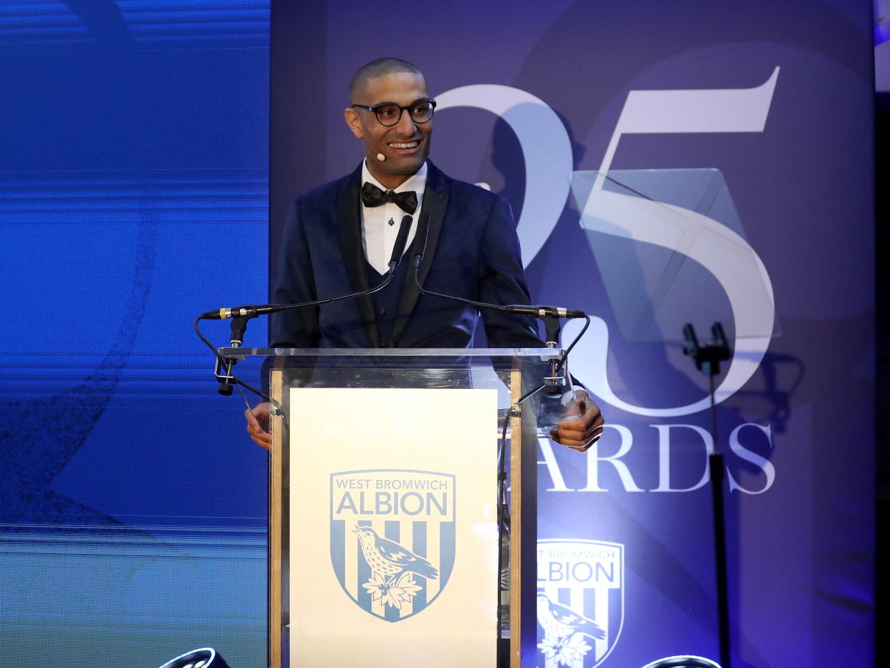 Richie Anderson on stage at the end of season awards dinner