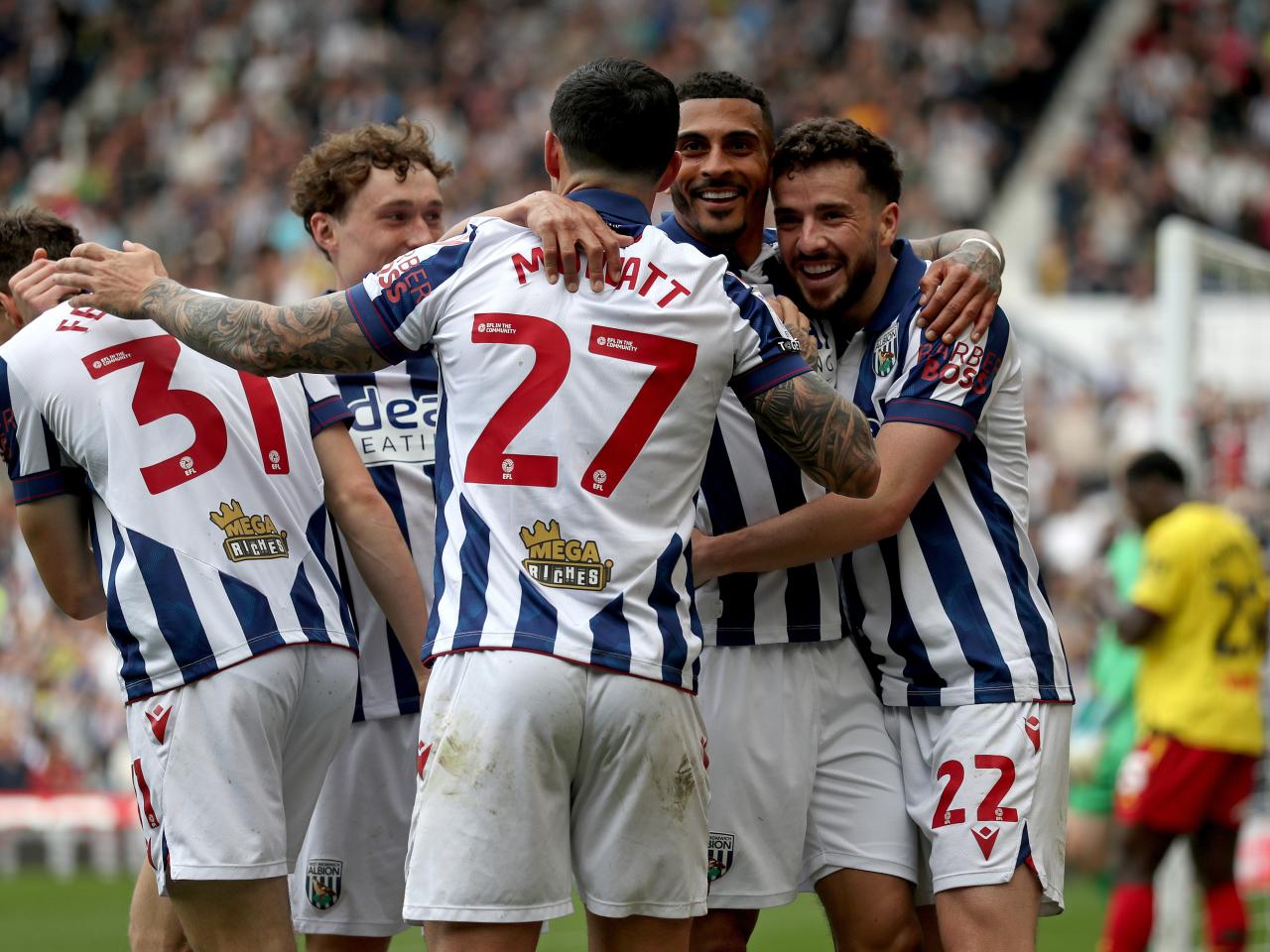 Mikey Johnston celebrates scoring against Watford with team-mates