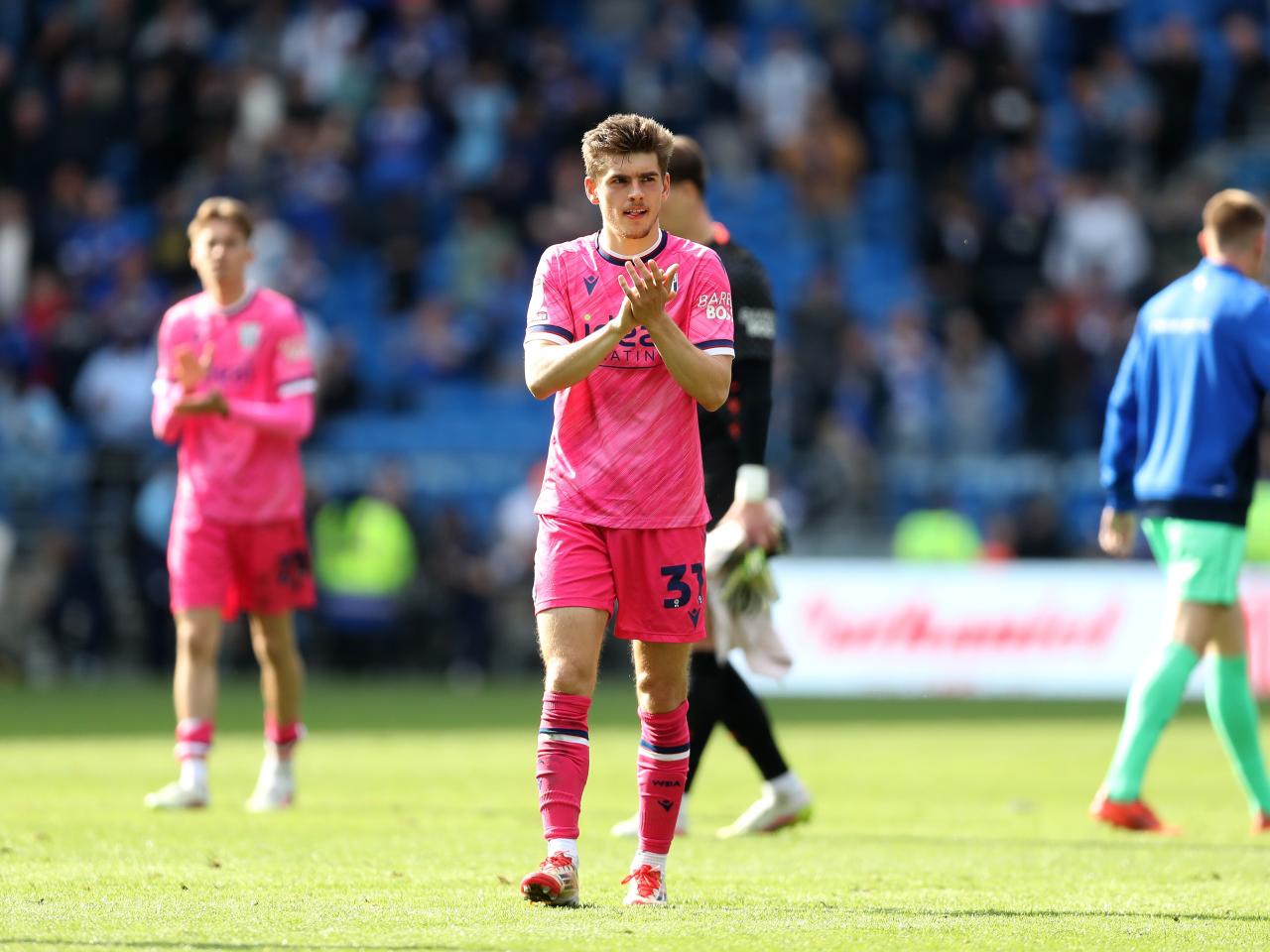 Tom Fellows applauds Albion fans after the draw with Cardiff