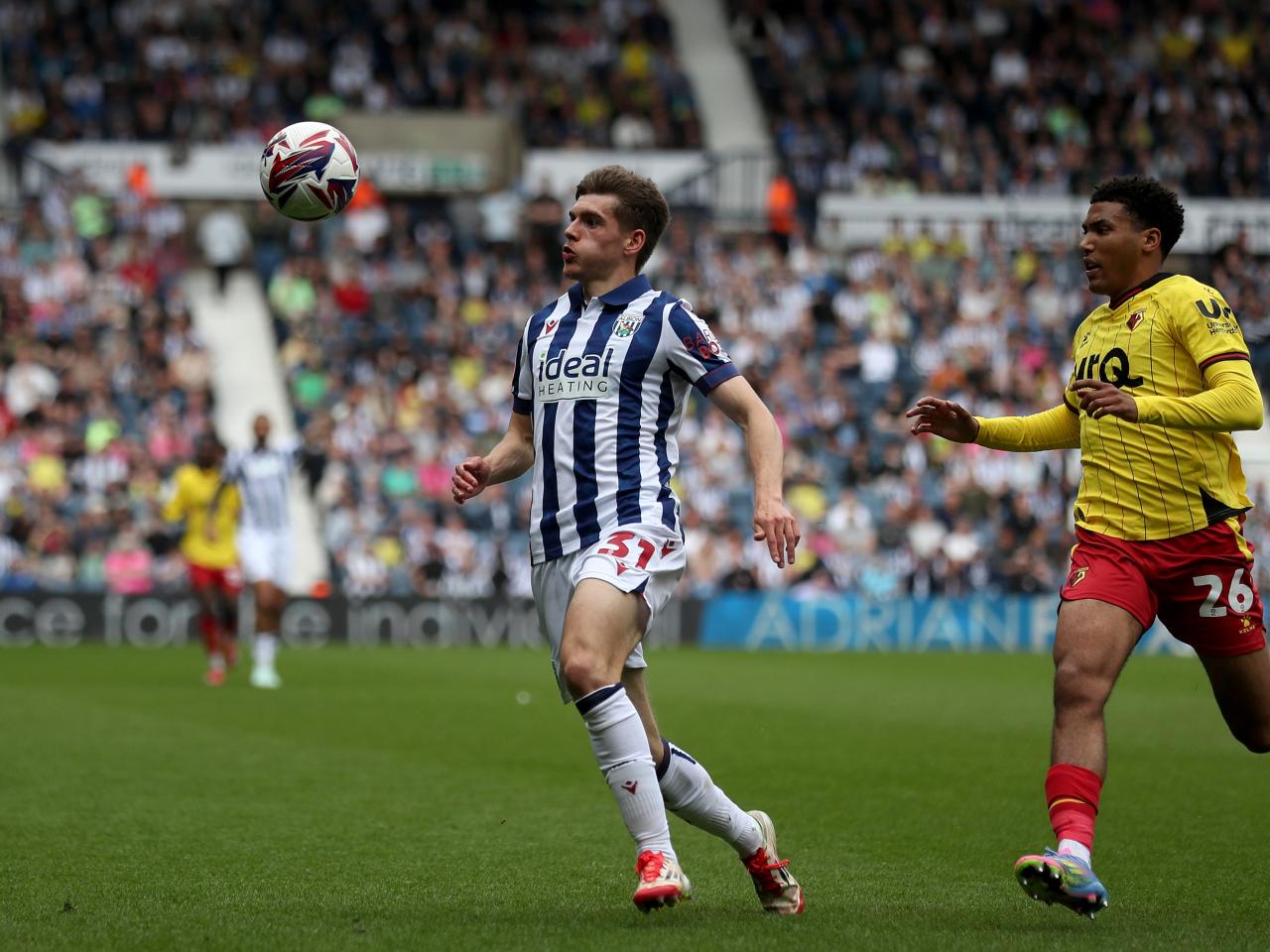 Tom Fellows on the ball against Watford