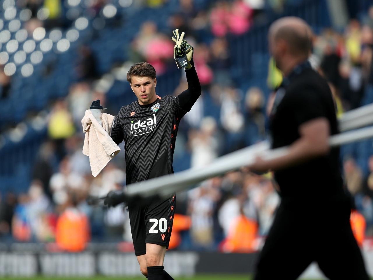 Josh Griffiths applauding WBA fans at the end of the Watford game