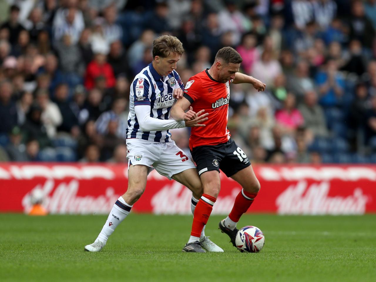 Harry Whitwell in action against Luton Town