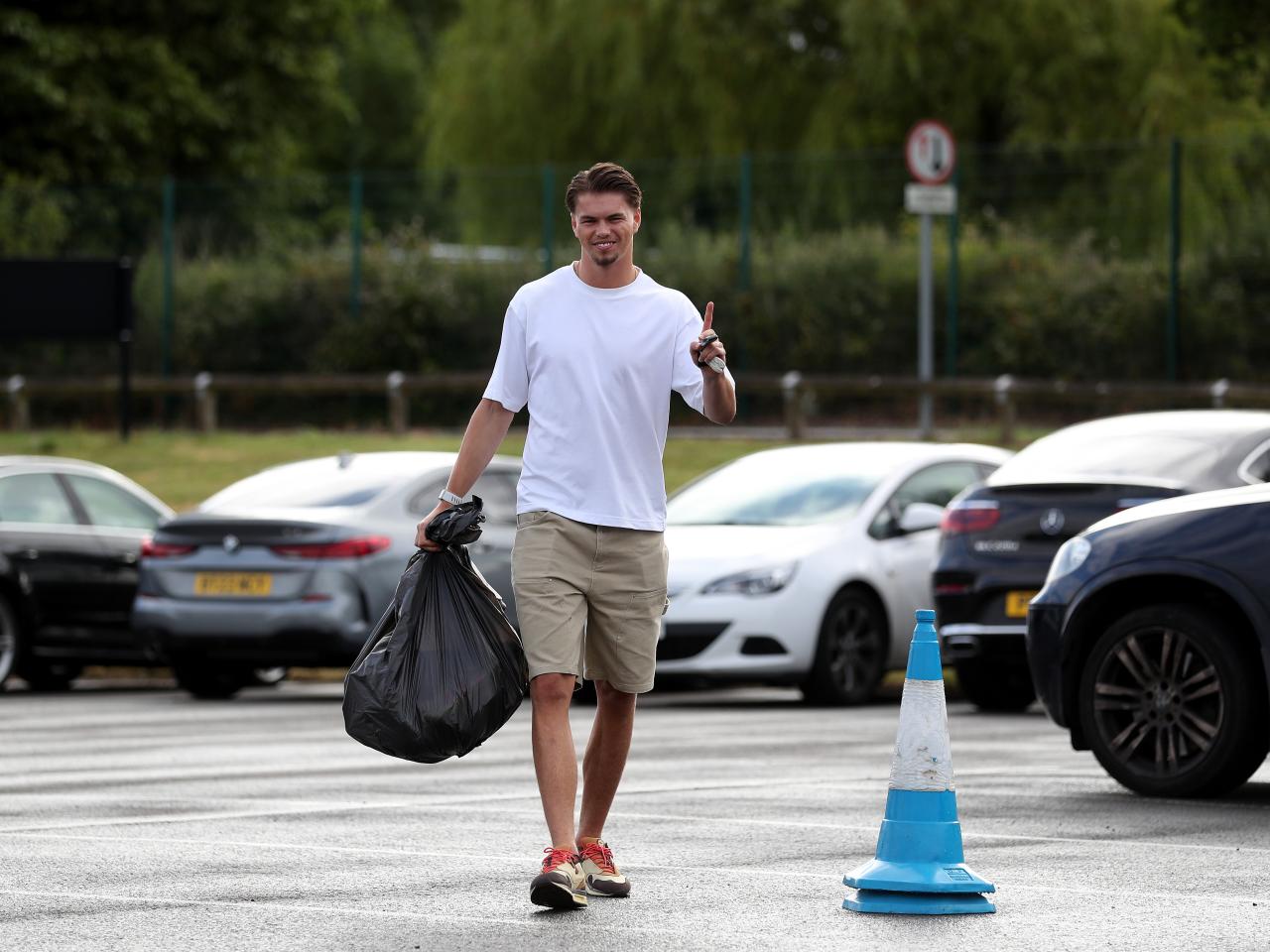 Josh Griffiths arriving at the training ground for the first day of pre-season