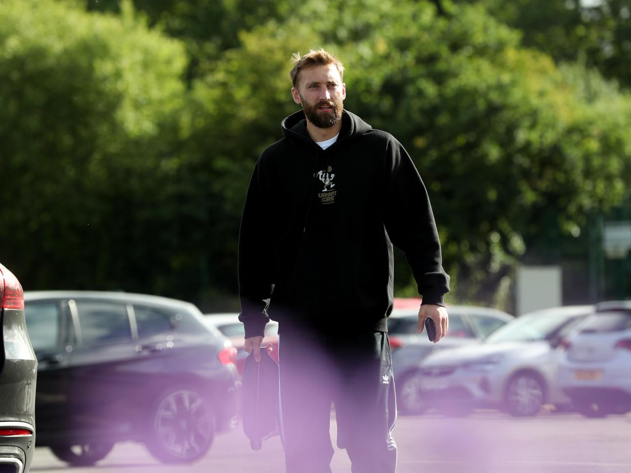 Nat Phillips arriving at the training ground for the first day of pre-season