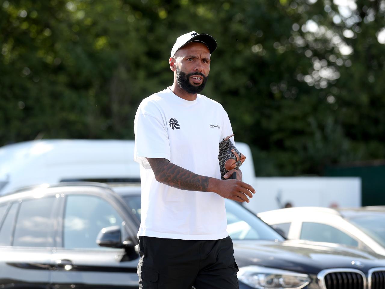 Kyle Bartley arriving at the training ground for the first day of pre-season
