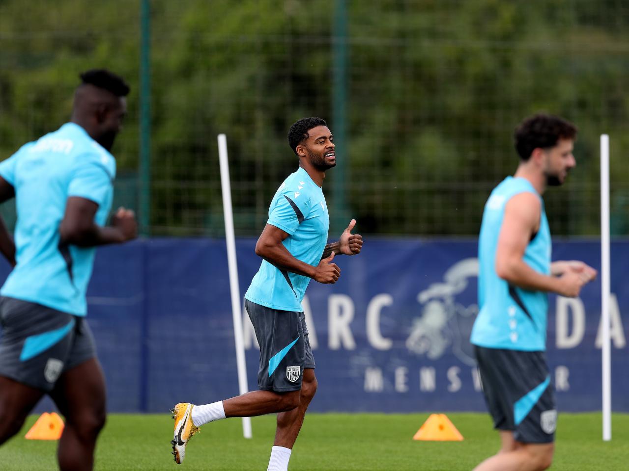 Darnell Furlong smiling during a training session