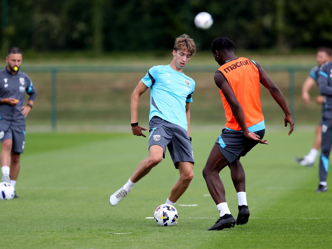 Harry Whitwell on the ball during a training session