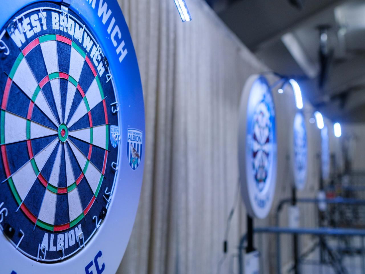 The dart boards set up in the East Stand concourse.