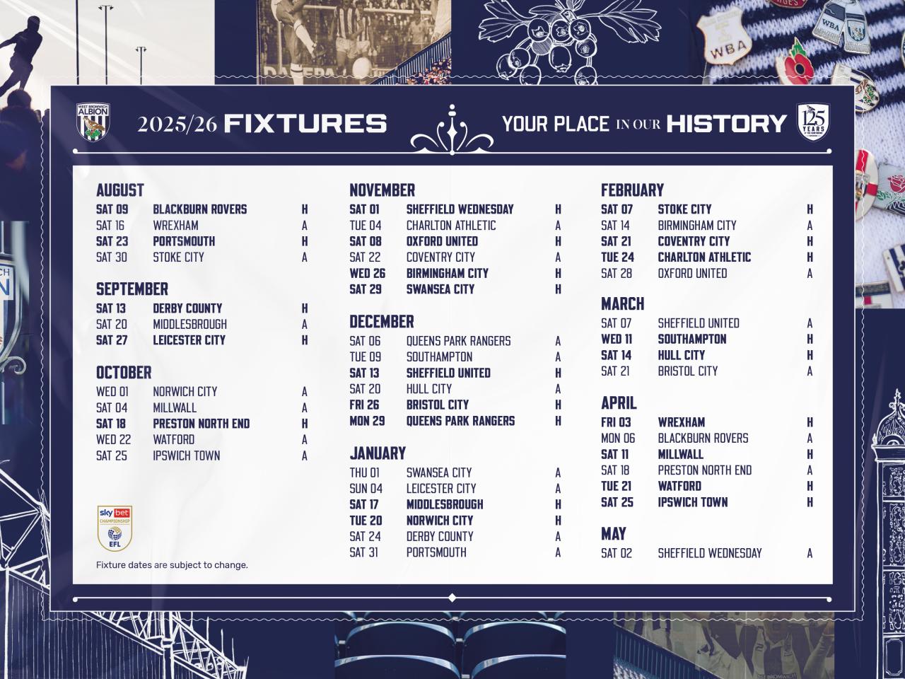 Full Fixture List 2025/26