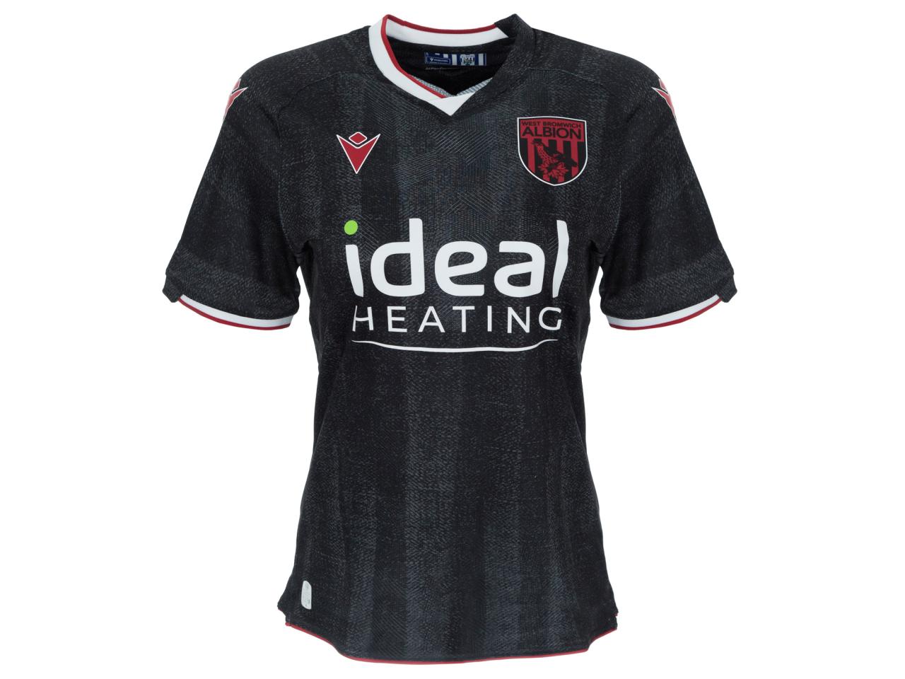 An image of the women's version of Albion's black and red third kit