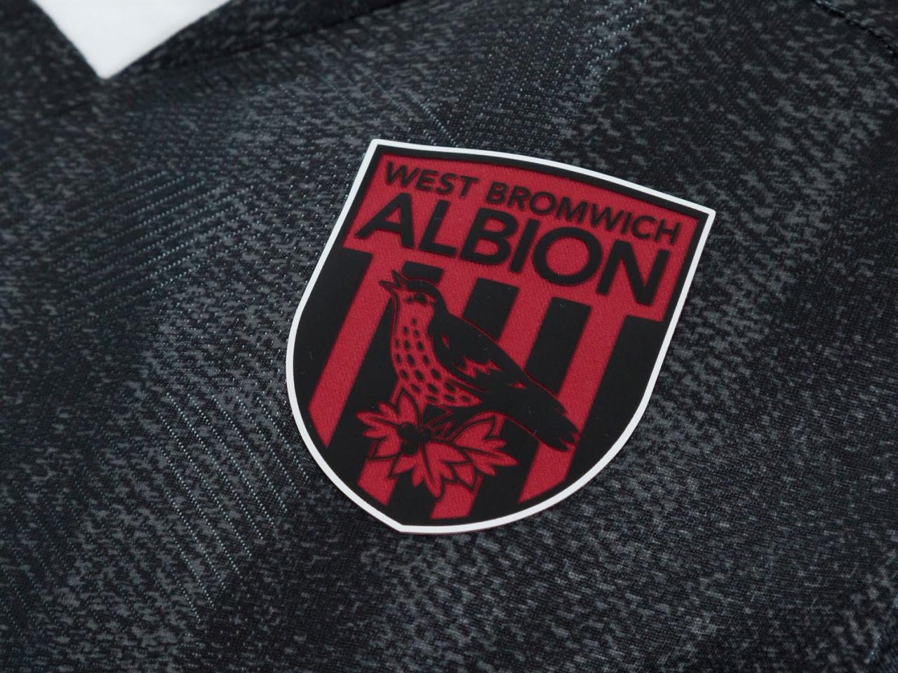 An image of the red and black badge on Albion's new third kit