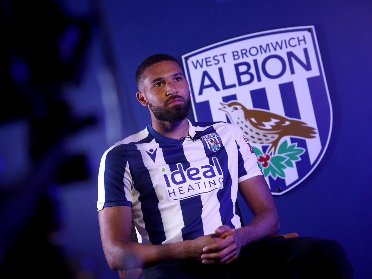 George Campbell sat in a WBA home shirt and being interviewed by WBA TV