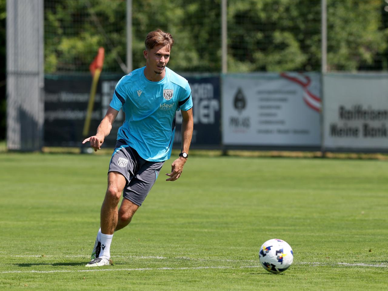 Isaac Price on the ball during a training session