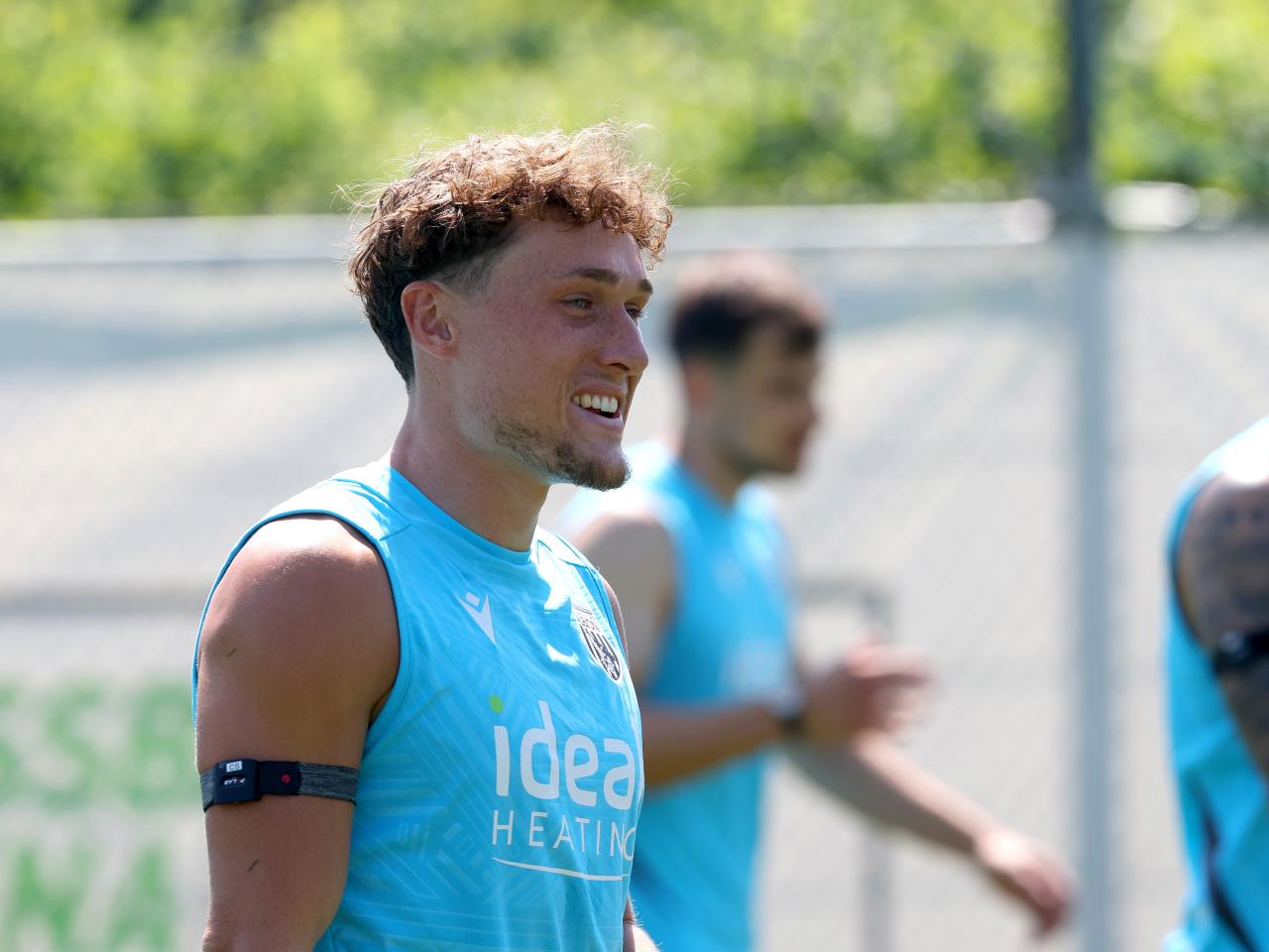 Callum Styles smiling during a training session
