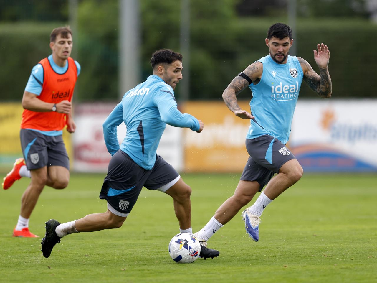 Tammer Bany on the ball during a training session in the rain
