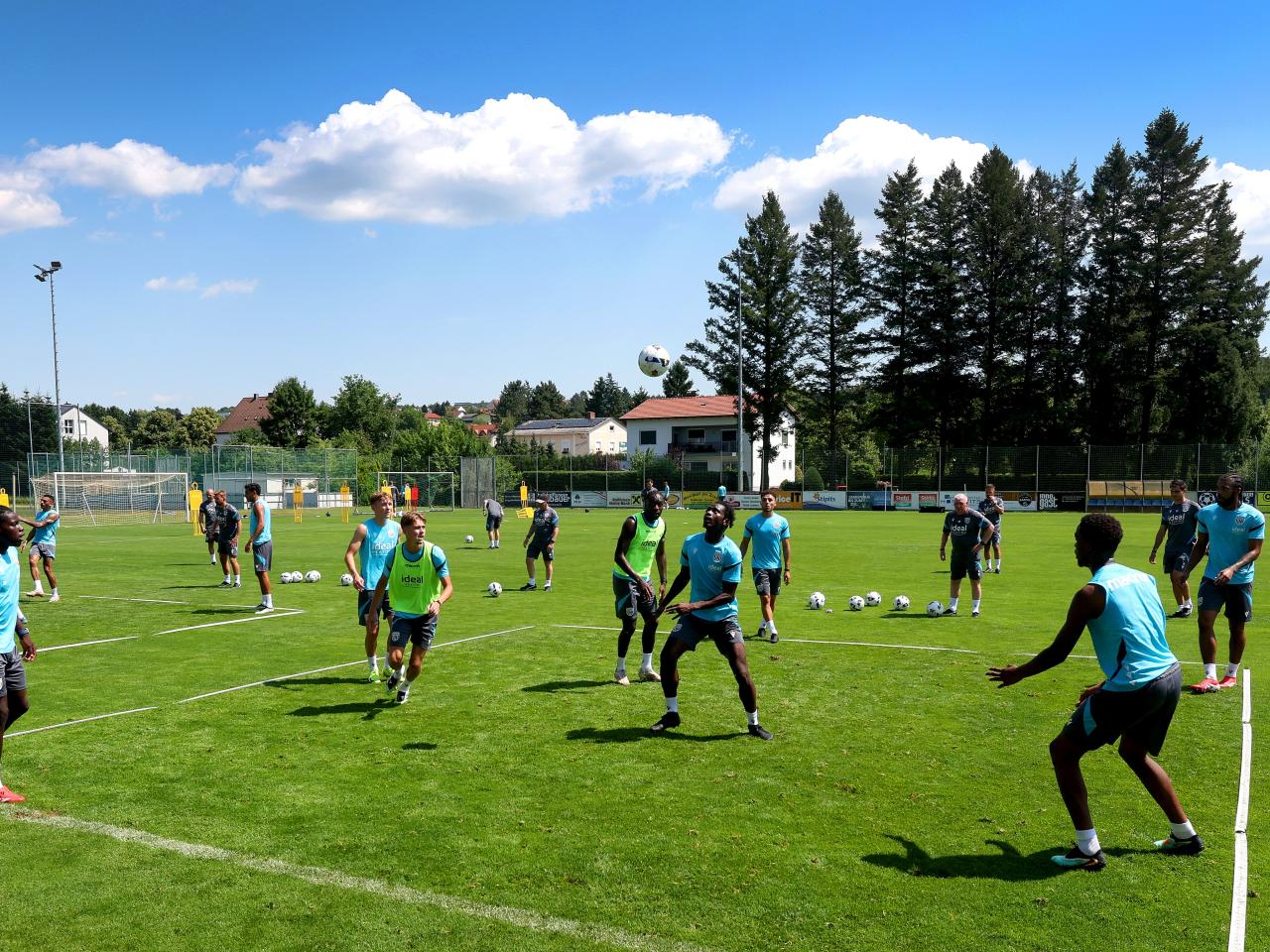 Several players involved in a small-sided game in training