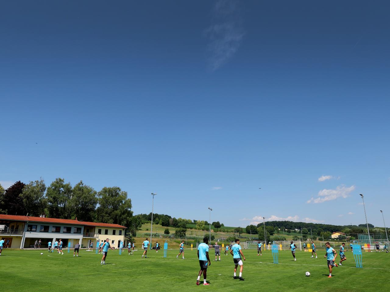 A general view of training and the surrounding area with blue skies above 