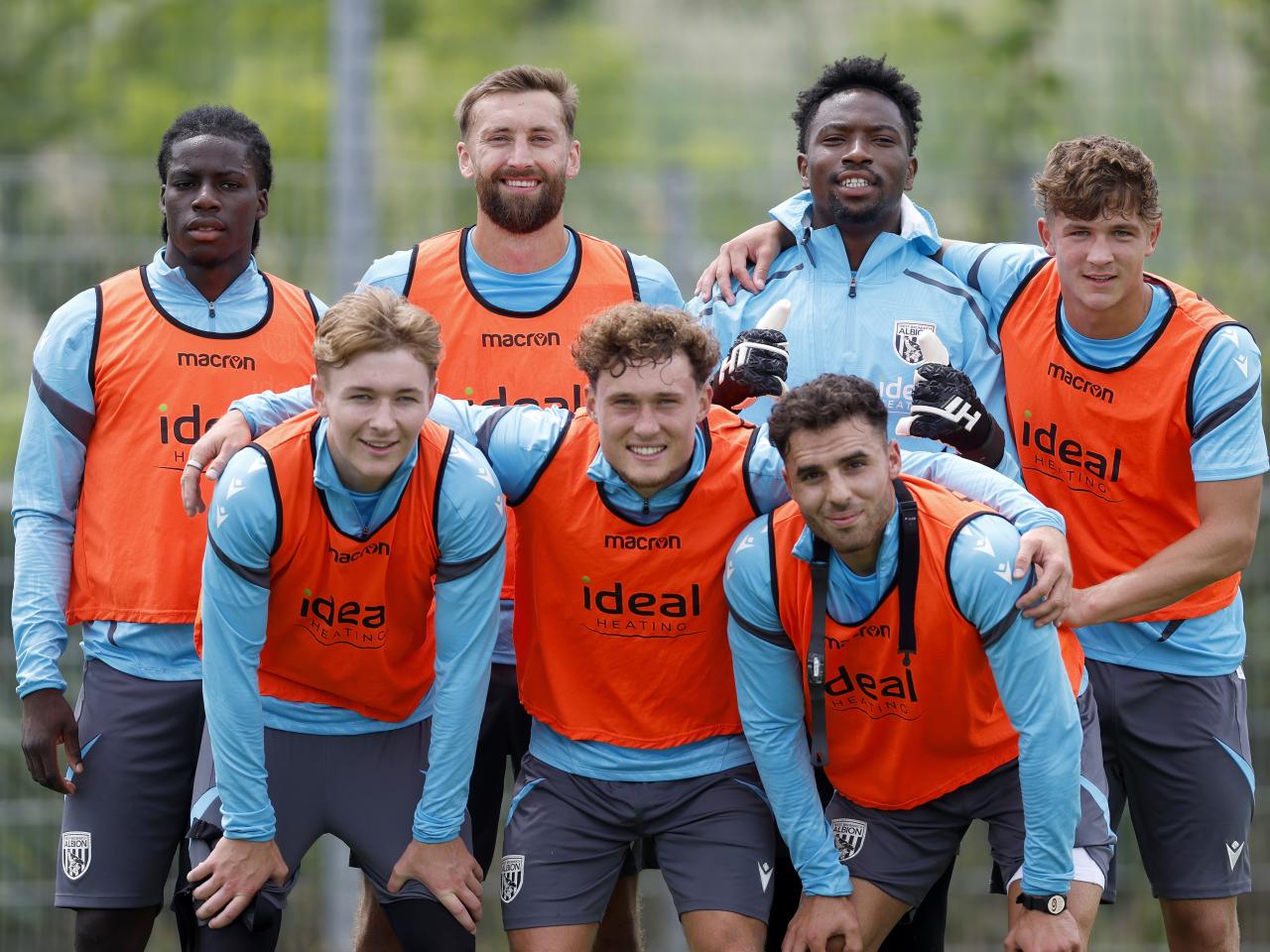 The winning team from a training tournament pose for a team photo. Back row Mo Diomande, Nat Phillips, Ben Cisse & Cole Deeming. Front row Ollie Bostock, Callum Styles and Tammer Bany