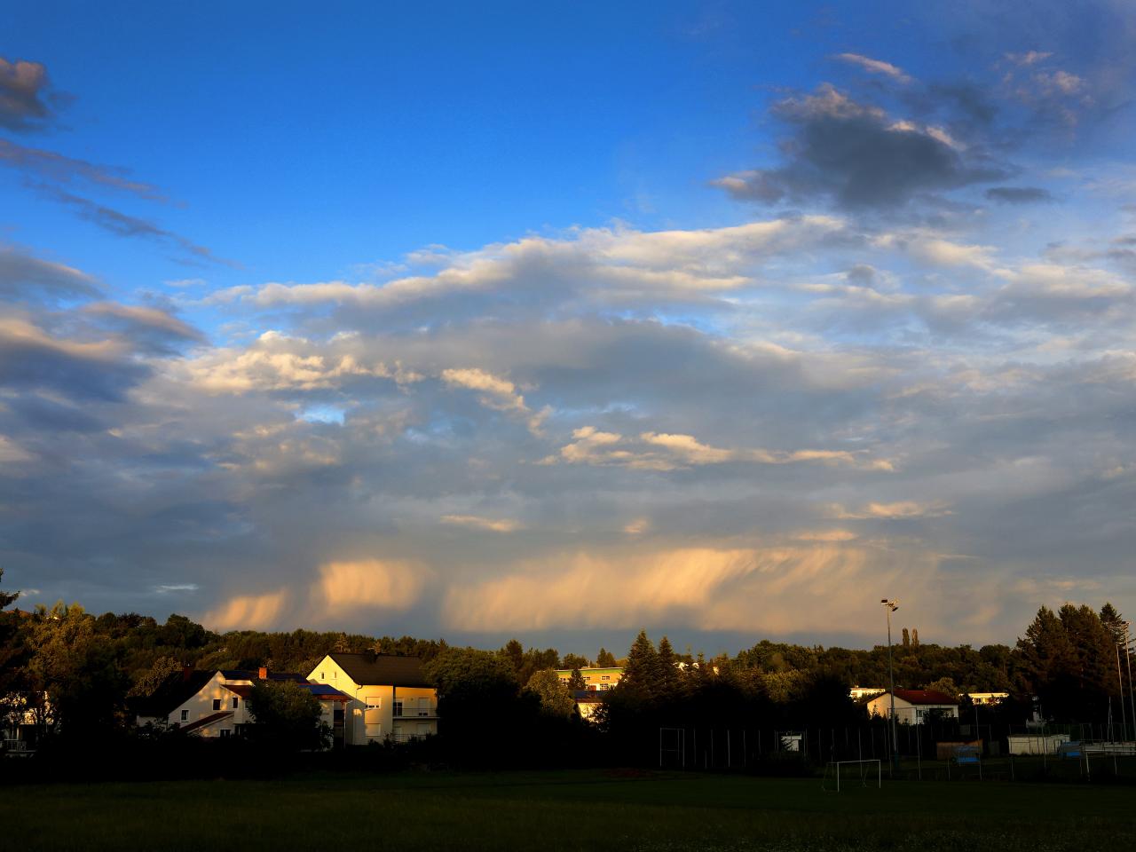 Rain falling over the hills in Austria