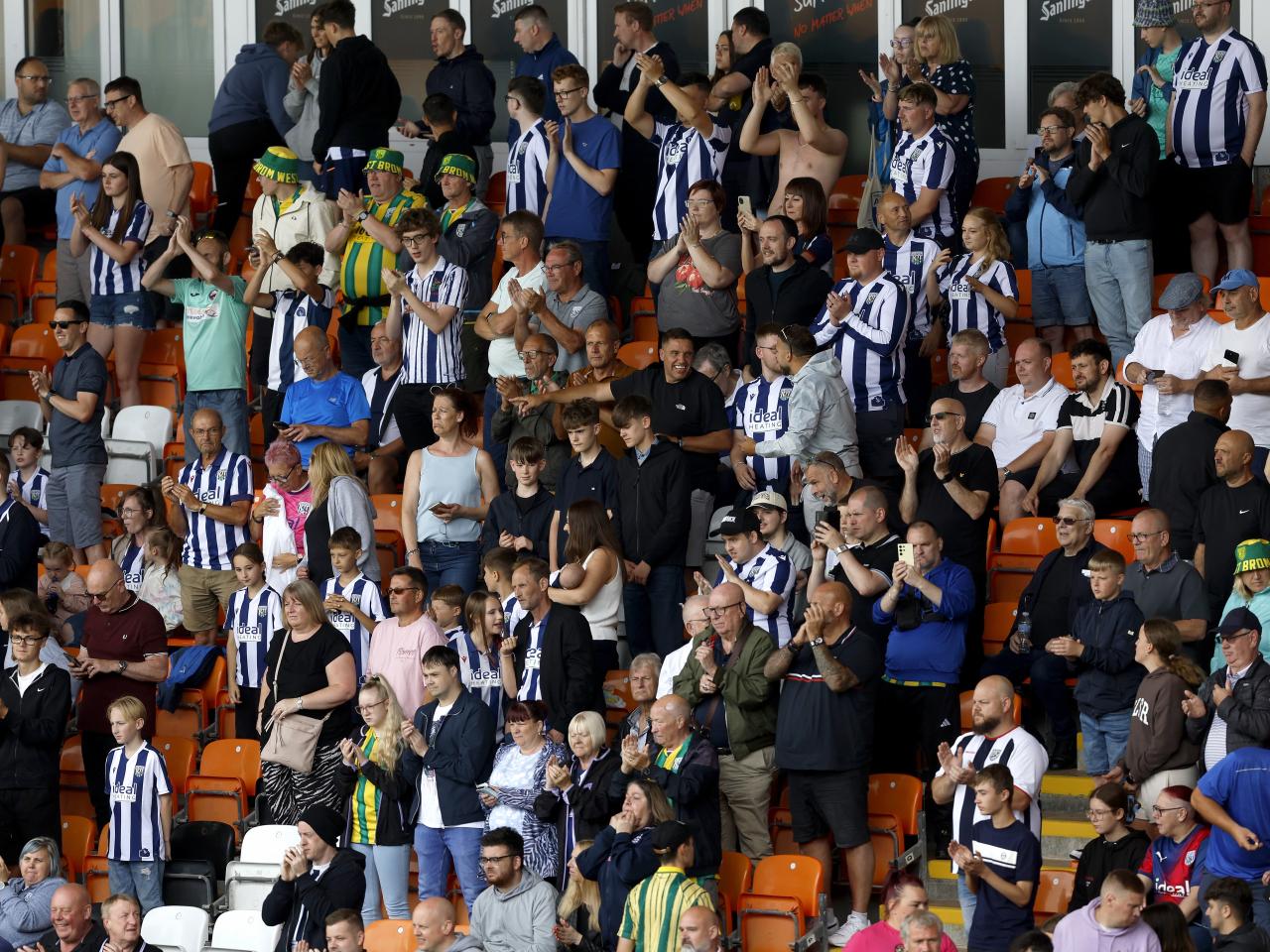General view of several WBA fans at Blackpool