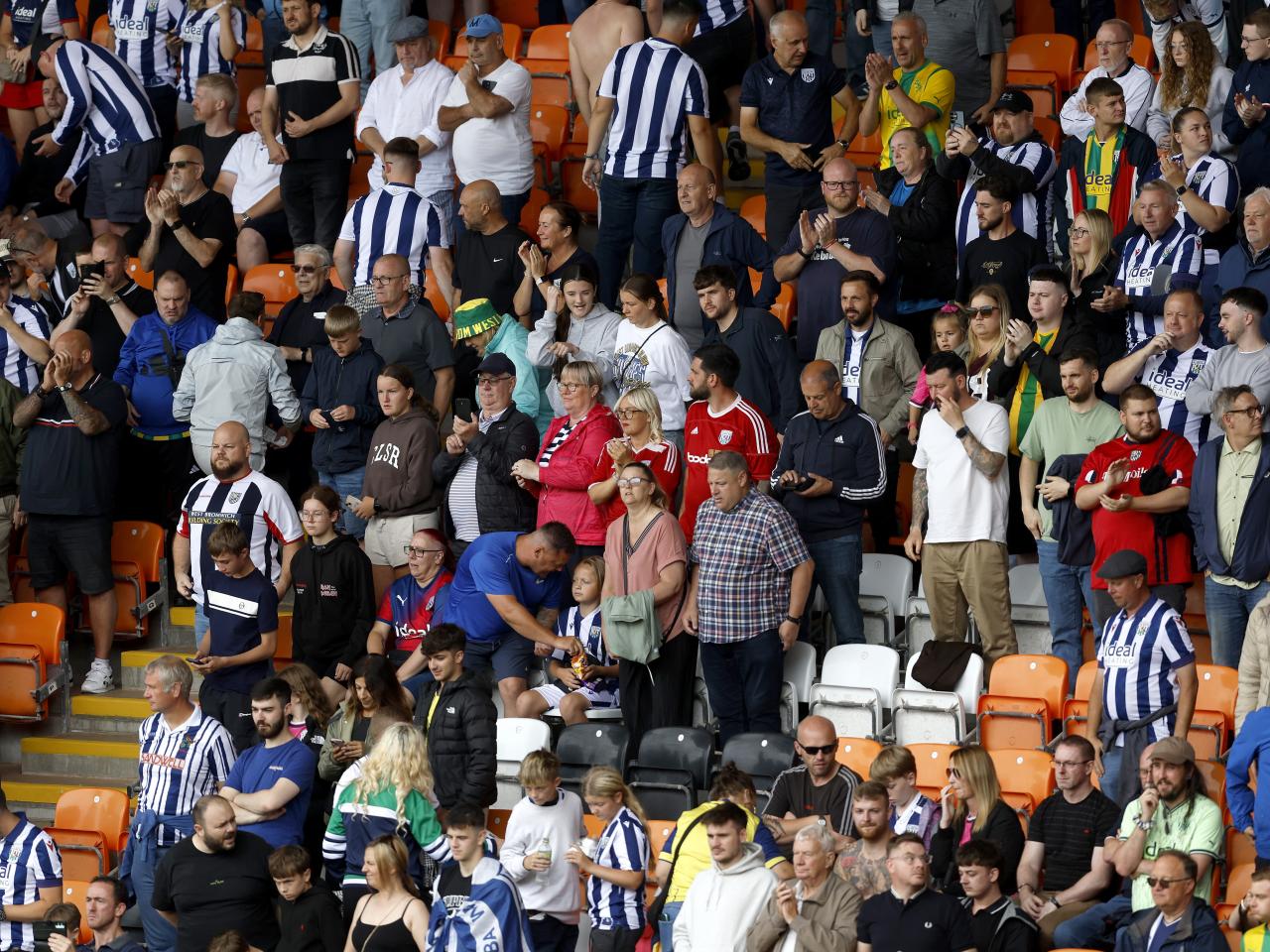 General view of several WBA fans at Blackpool