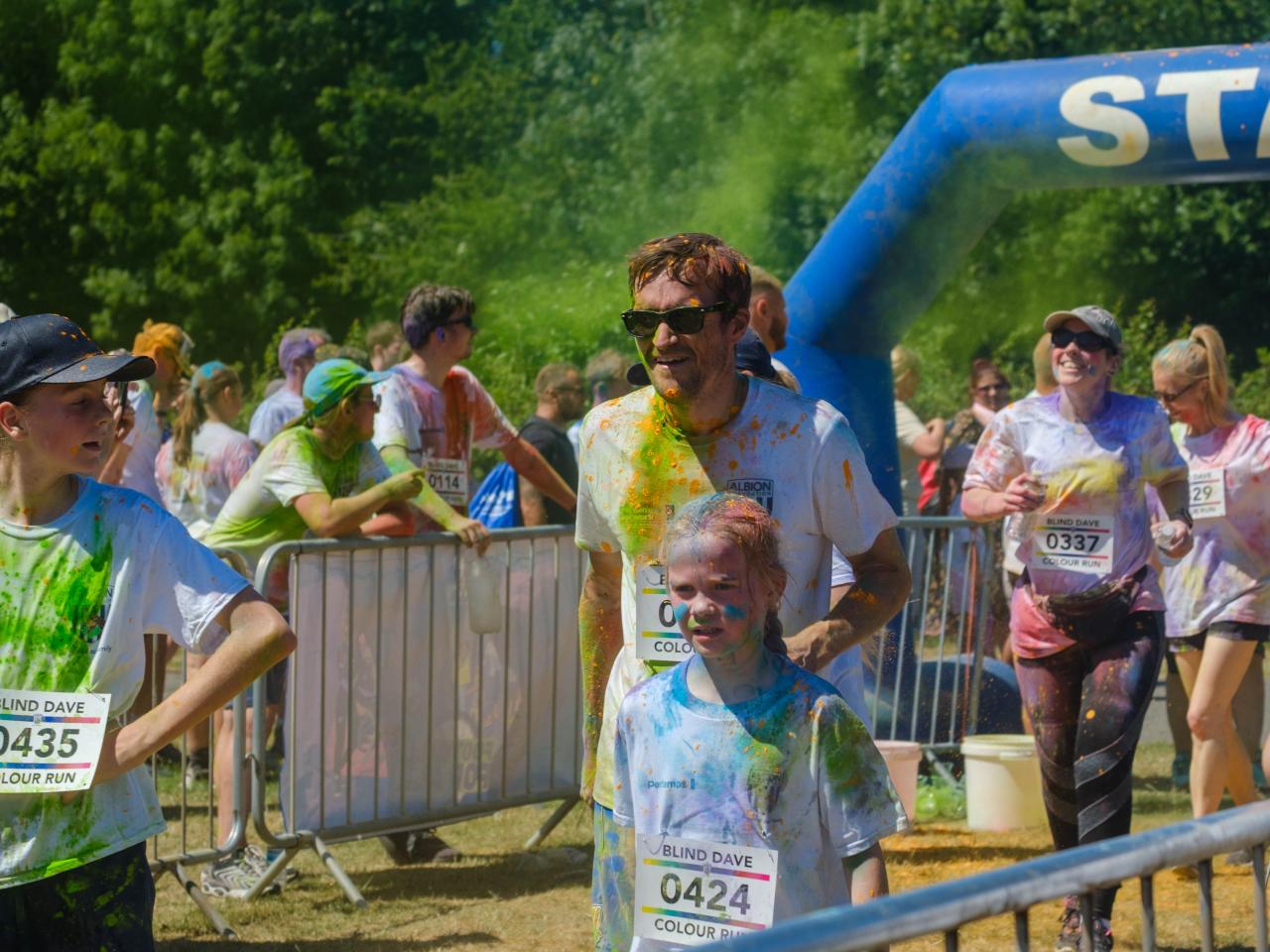 Runners running through the finish area