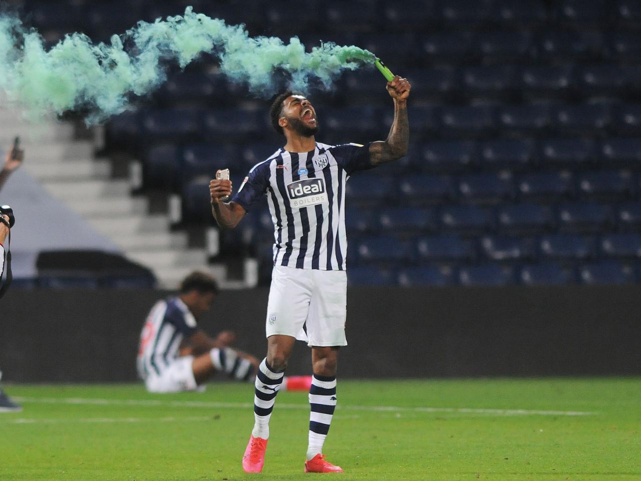Darnell Furlong Celebrating at The Hawthorns after returning to the Premier League