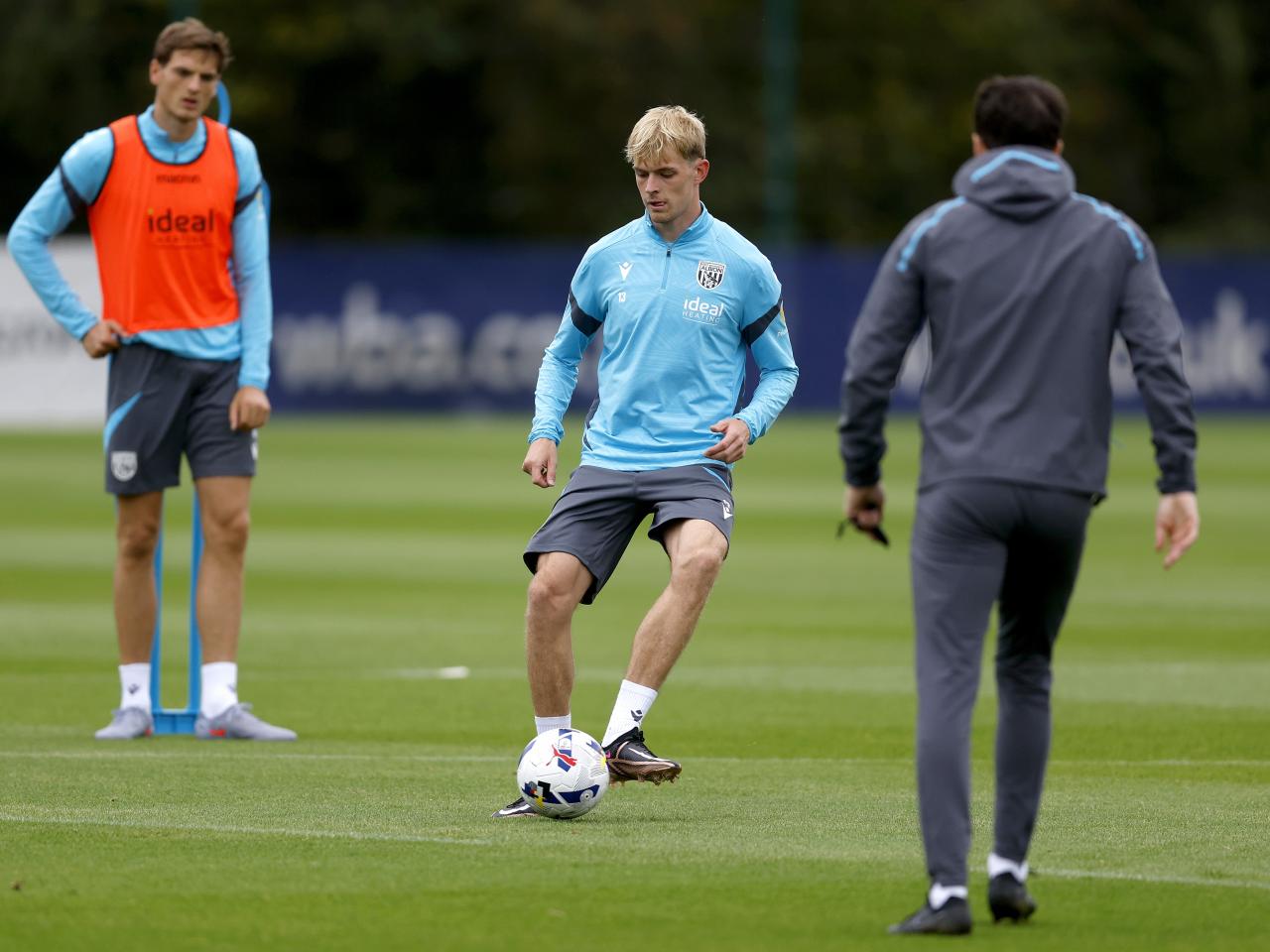 Toby Collyer on the ball during training 