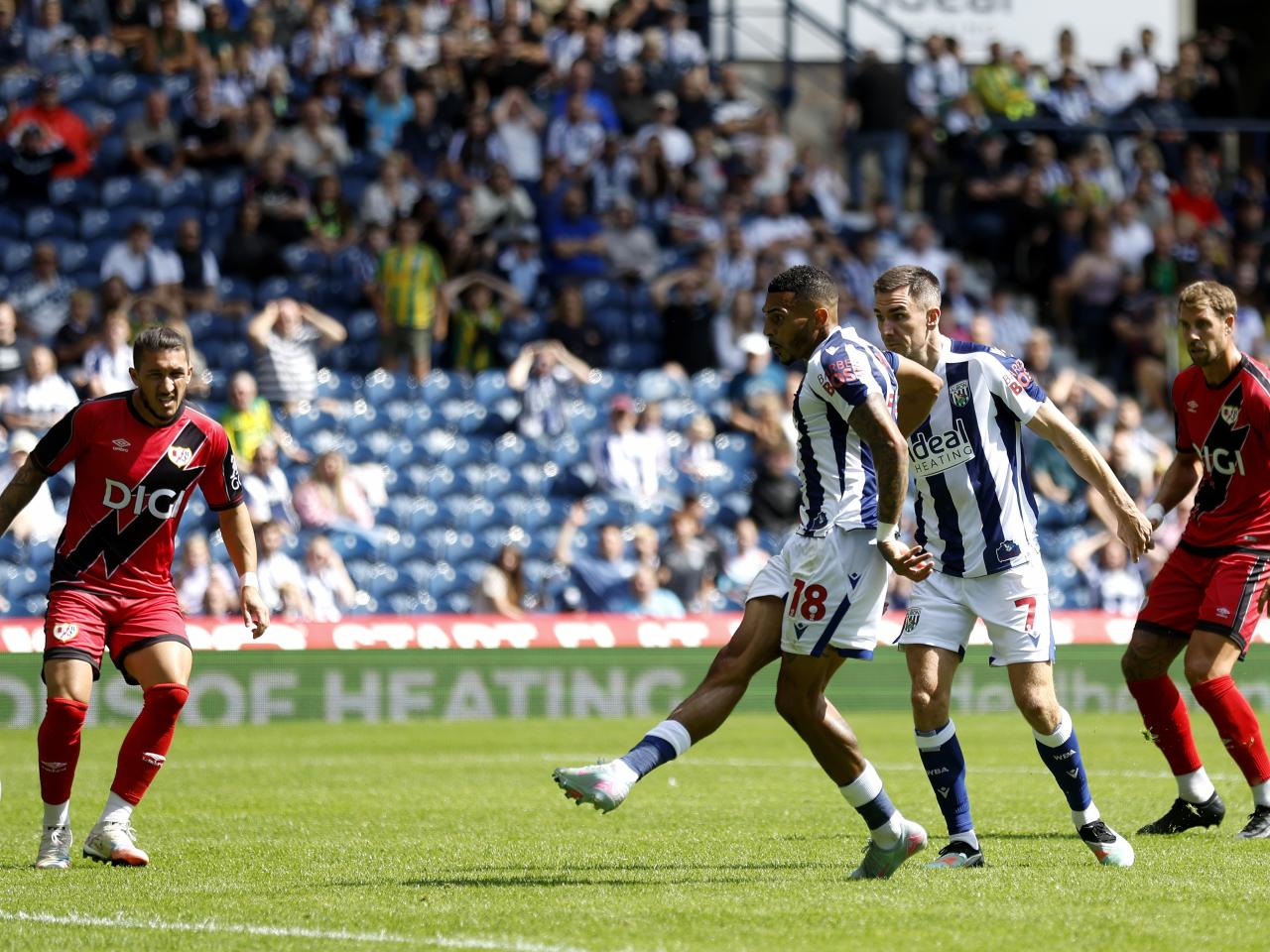 Karlan Grant scoring against Rayo Vallecano 
