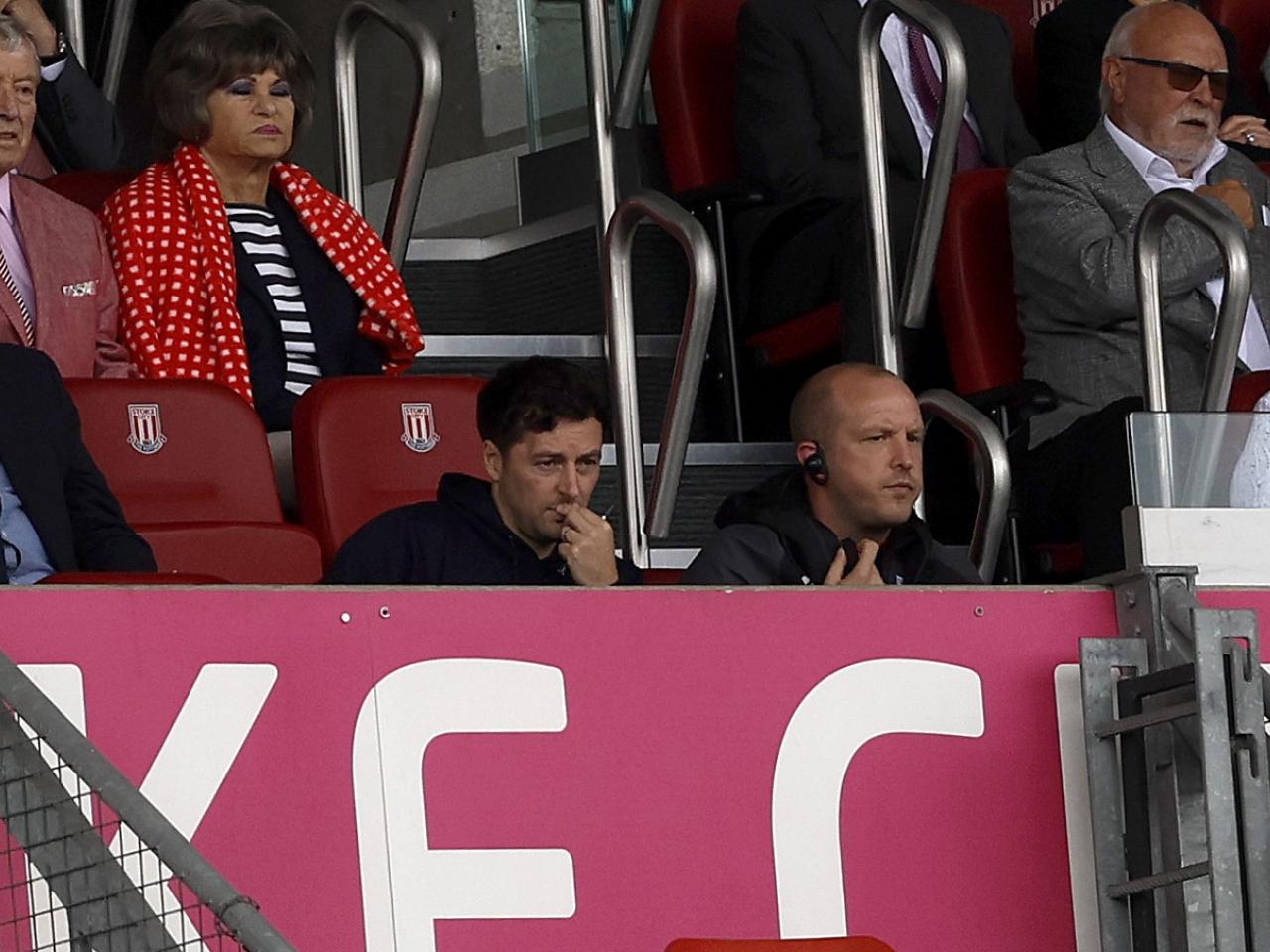 Ryan Mason watching Stoke v Albion from the stand